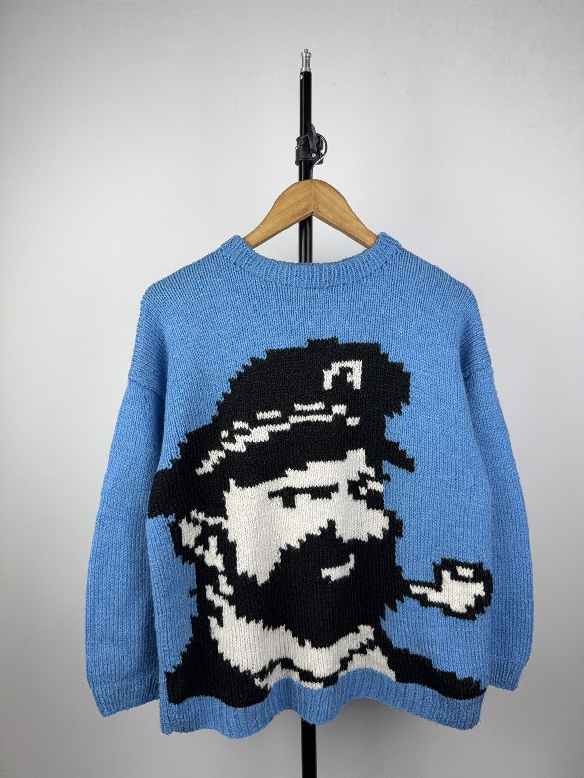 Japanese Brand × Vintage Handmade Blue Knit Sweater with Bearded Sailor Graphic Size US S / EU 44-46 / 1 - 1 Thumbnail