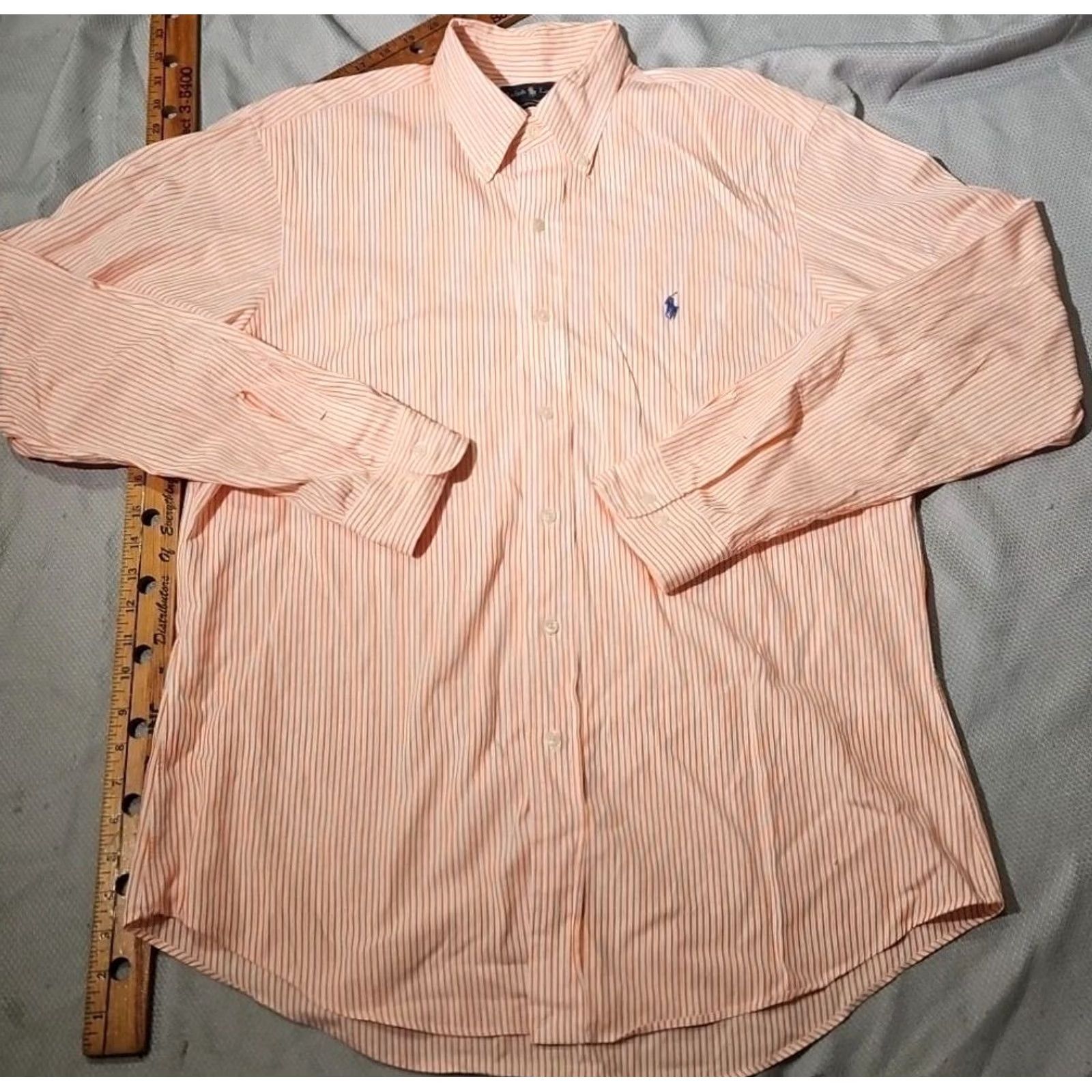 Ralph Lauren Ralph Lauren Shirt Mens 16.5 Orange Custom Fit Stripe Oxford Preppy Pony Size US XL / EU 56 / 4 - 3 Thumbnail