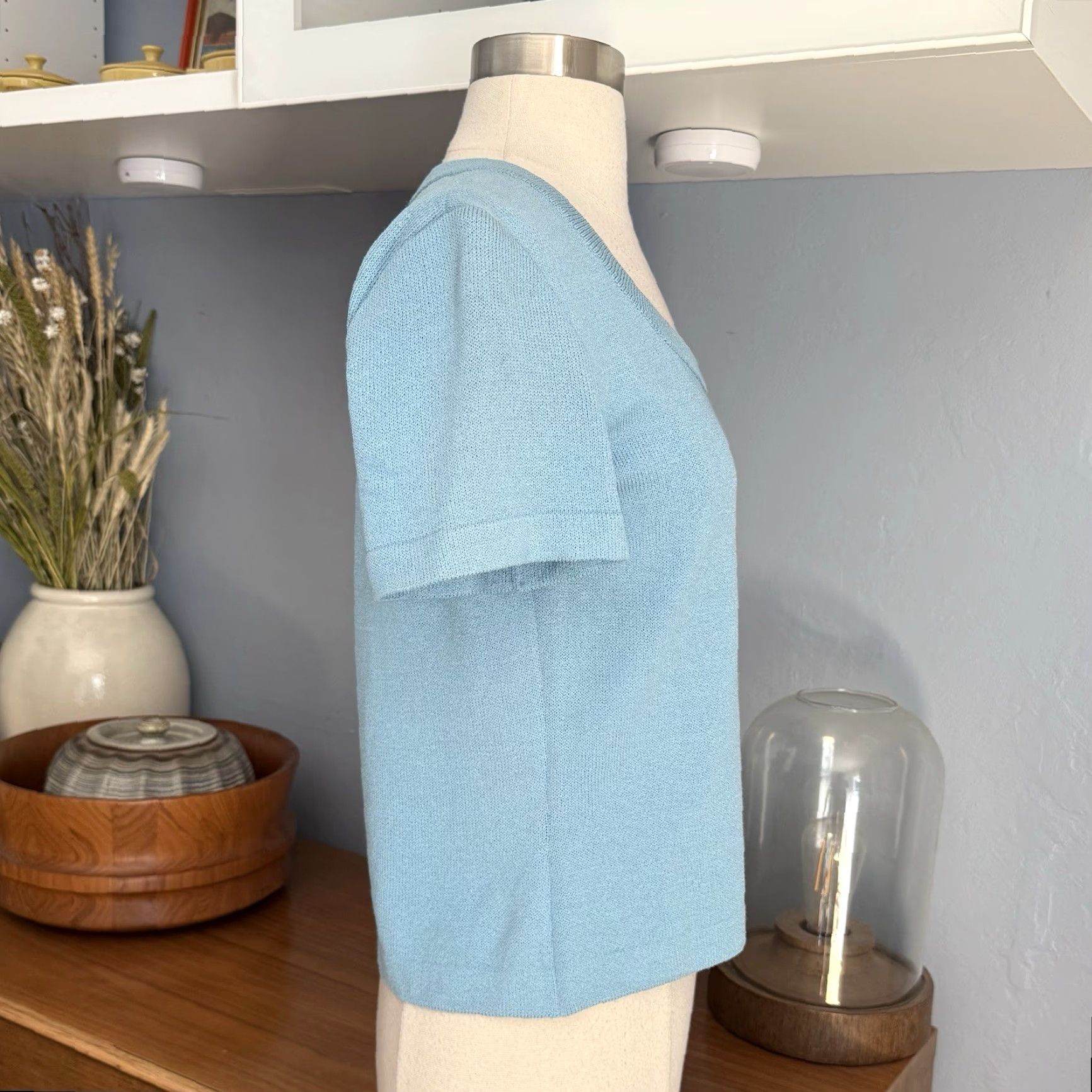 St. John VINTAGE St. John Sport Wool Scoop Neck Sweater Top Blue PS Short Sleeve Women Pullover Shirt Size S / US 4 / IT 40 - 4 Thumbnail