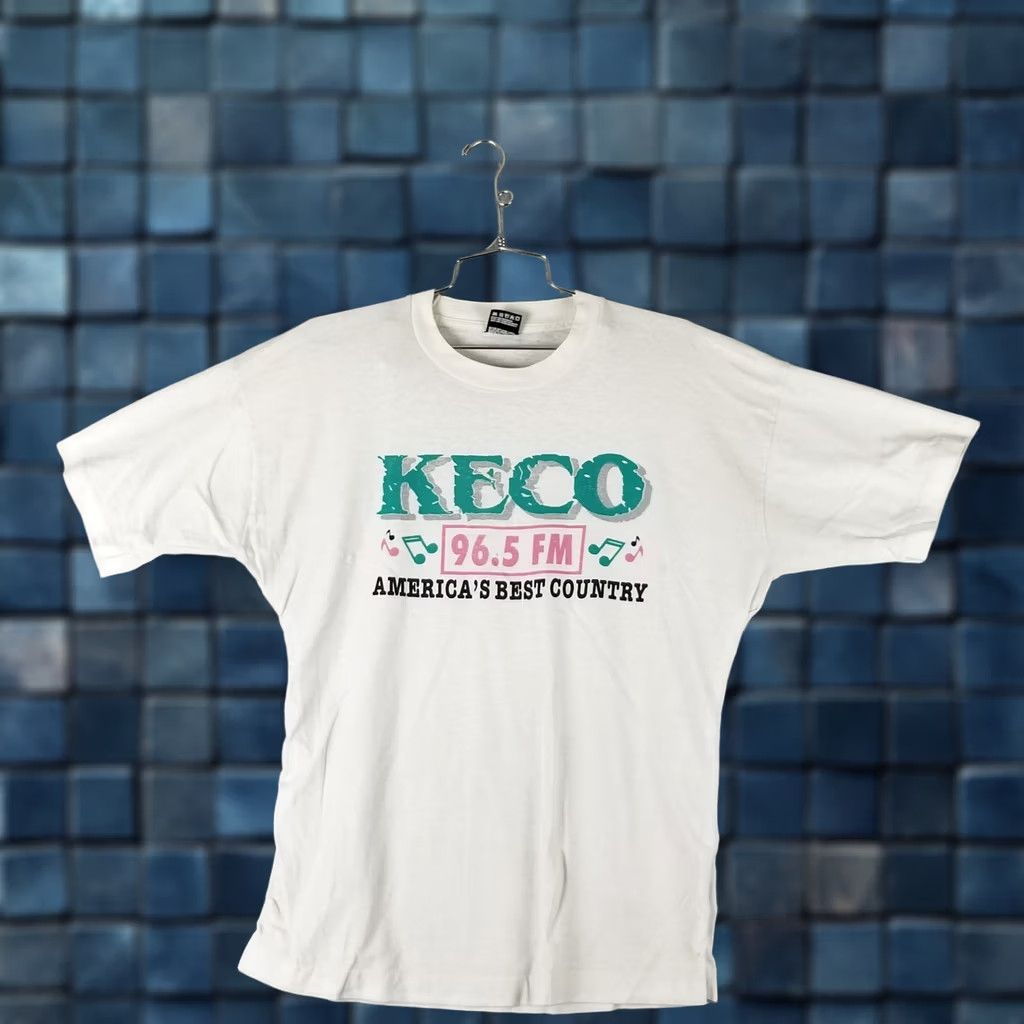 Vintage VTG Keco 96.5 Oklahoma City Country Radio Station T-Shirt Medium Mens White 80s 90s Music Cowboy Stitch Logo Double Sided Slim FOTL T-Shirt Size US M / EU 48-50 / 2 - 1 Thumbnail