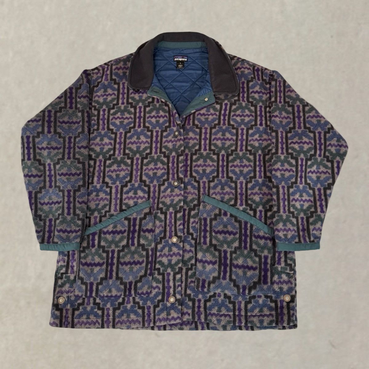 Patagonia Patagonia Tehuelche Fleece Barn Coat 90s Geometric Size US L / EU 52-54 / 3 - 1 Thumbnail