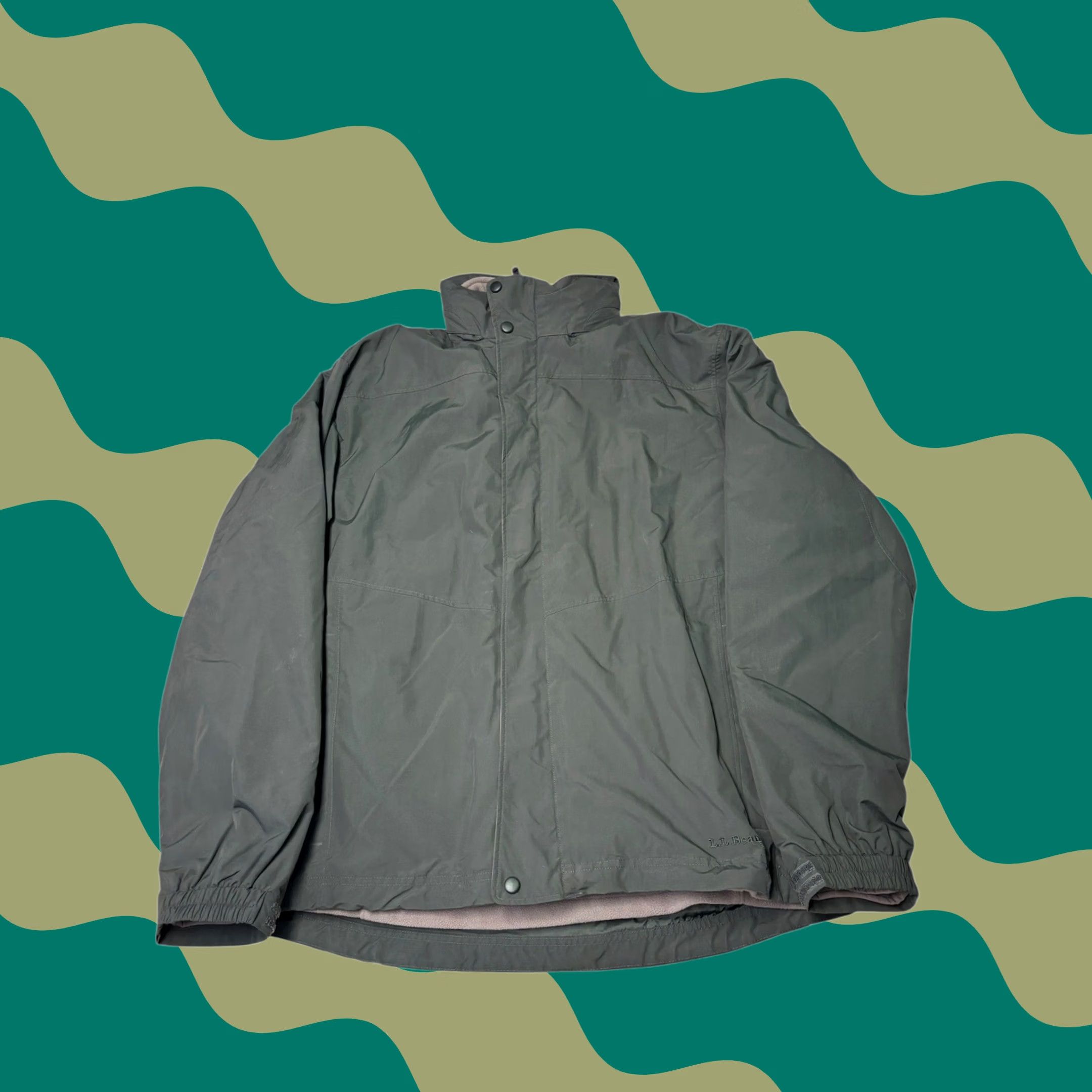 Vintage VINTAGE LL Bean Jacket Mens XLT Green Men Tall Light Fleece Lined Waterproof Outerwear Size US XL / EU 56 / 4 - 1 Thumbnail