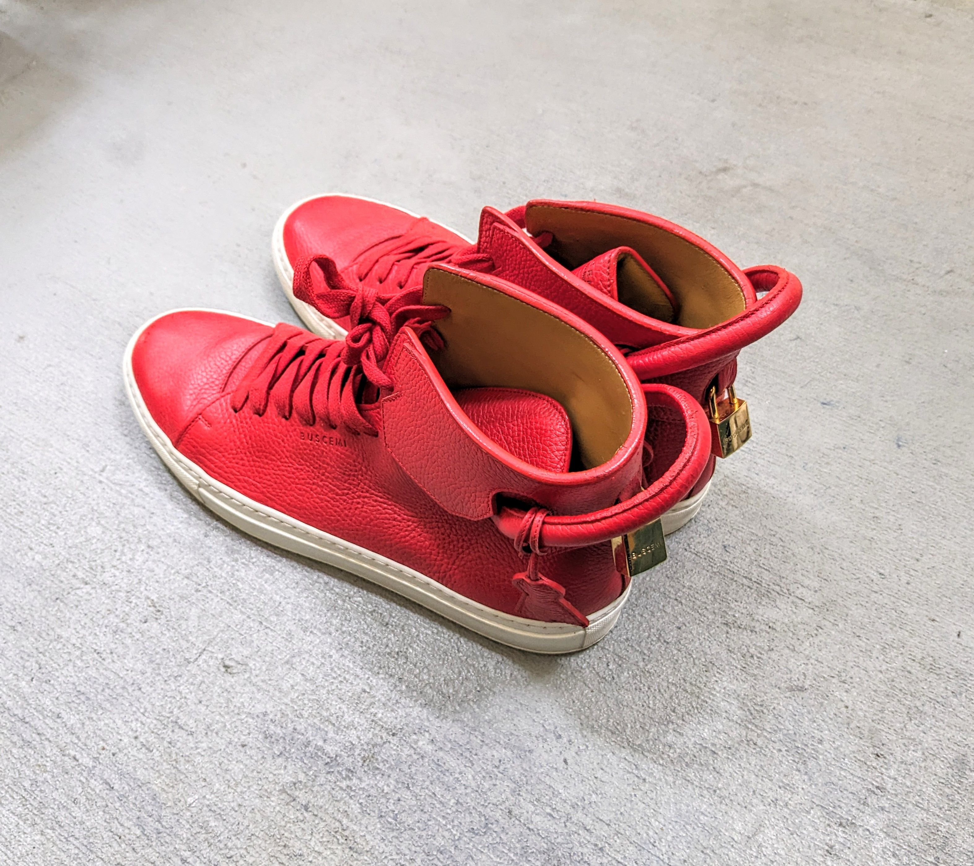 Buscemi Buscemi 100 MM Red Leather Italy Size 12 45 Sneakers Gold Size US 12 / EU 45 - 15 Thumbnail