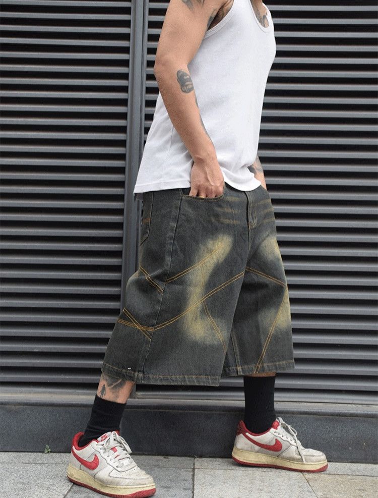 Japanese Brand × Vintage Distressed Double Stitching Jorts Vintage Style Baggy Cholo Size US 35 - 3 Thumbnail