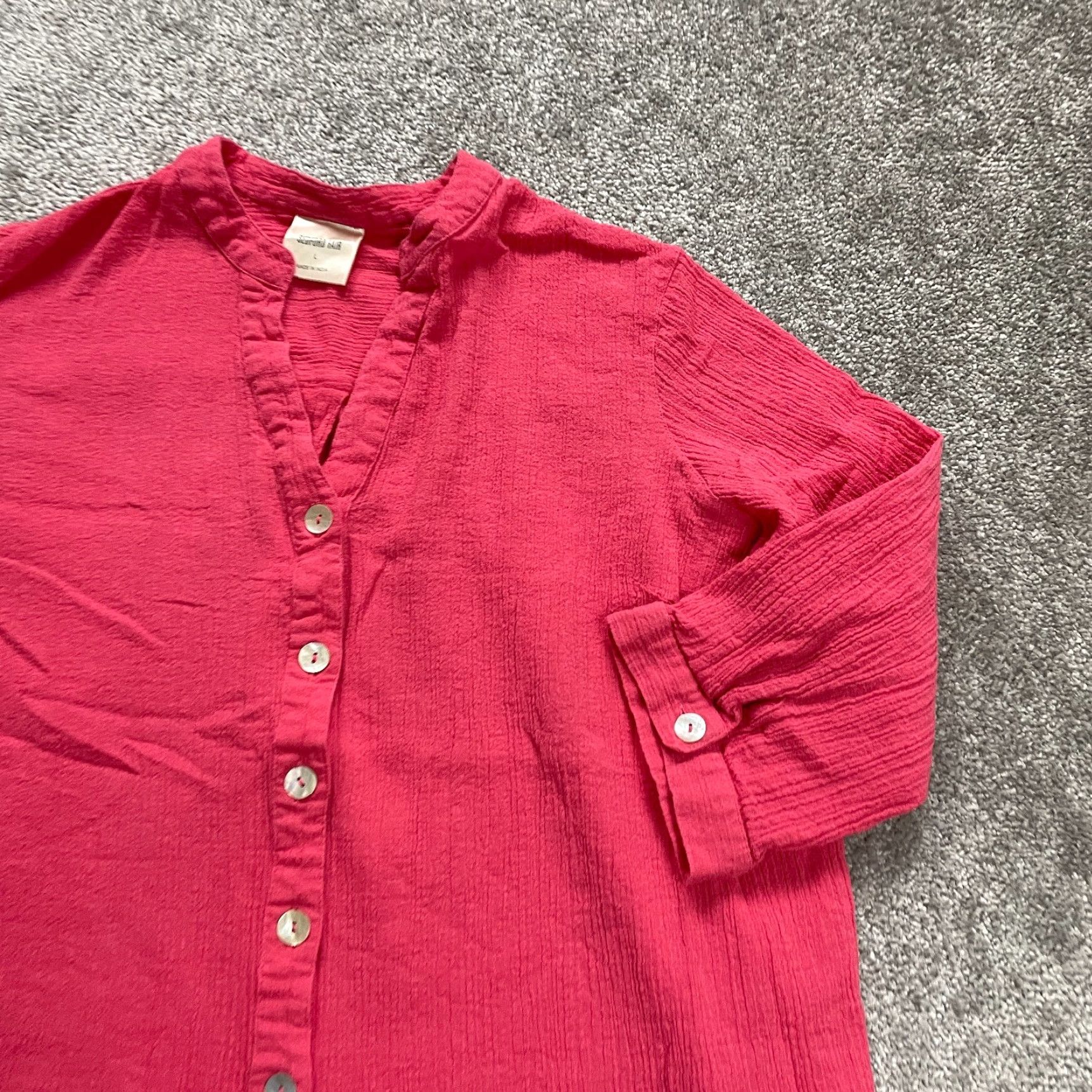Pinko VINTAGE Bedford Fair Blouse Shirt Womens Large Pink 3/4 Sleeve Cotton Knit Casual Top Adult Large Pink Classic Womens Size L / US 10 / IT 46 - 3 Thumbnail