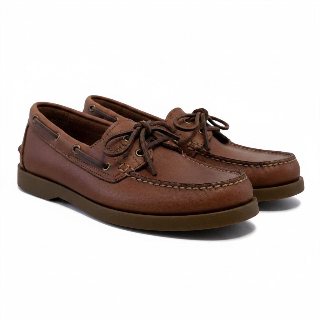 Bass Bass Seafarer Men's 8M Boat 2 Eye Lace Up Genuine Leather Size US 8 / EU 41 - 1 Thumbnail