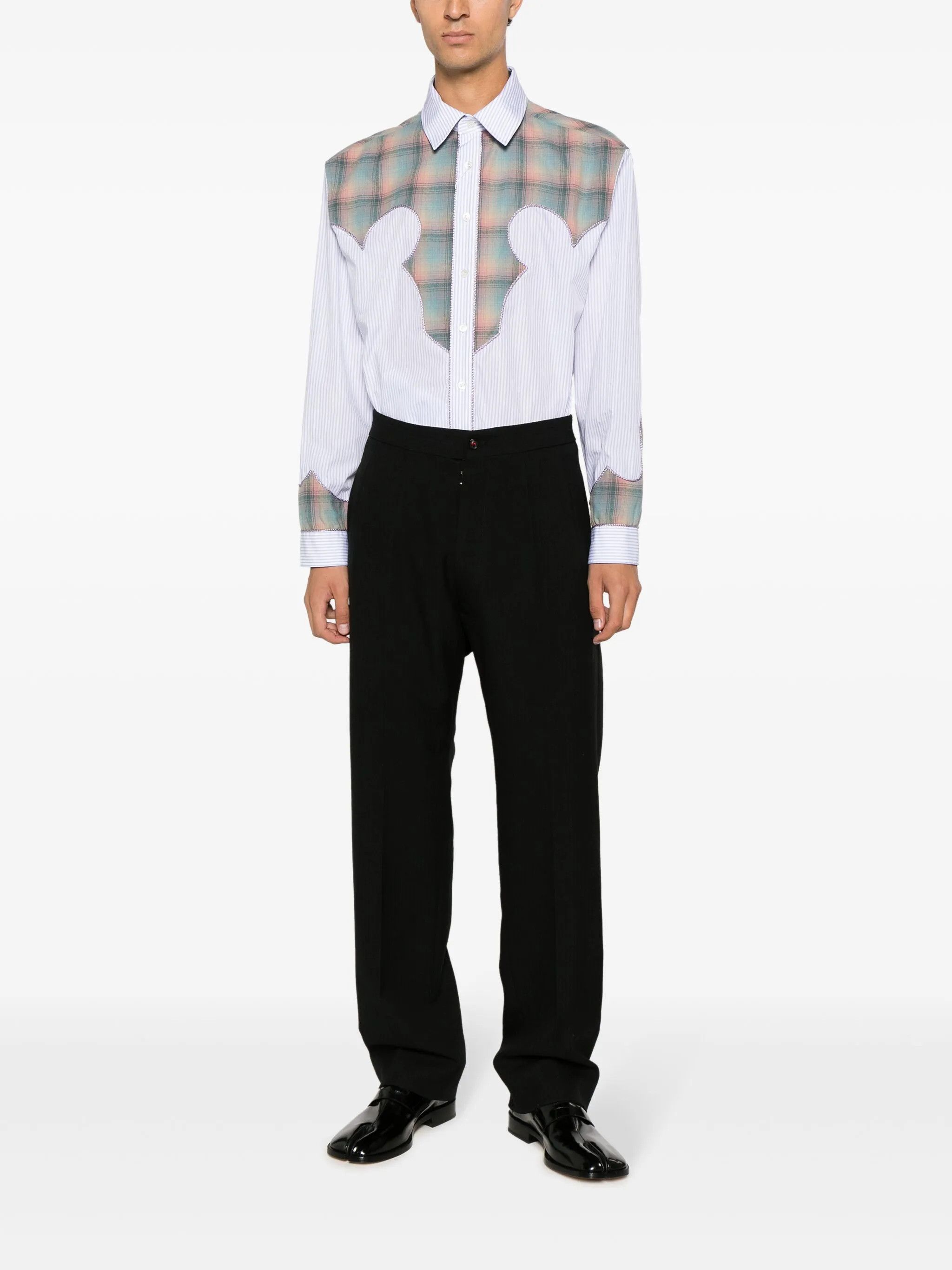 Maison Margiela o1w1db10525 Panelled Pinstripe Shirt in Multicolor Size US M / EU 48-50 / 2 - 2 Thumbnail