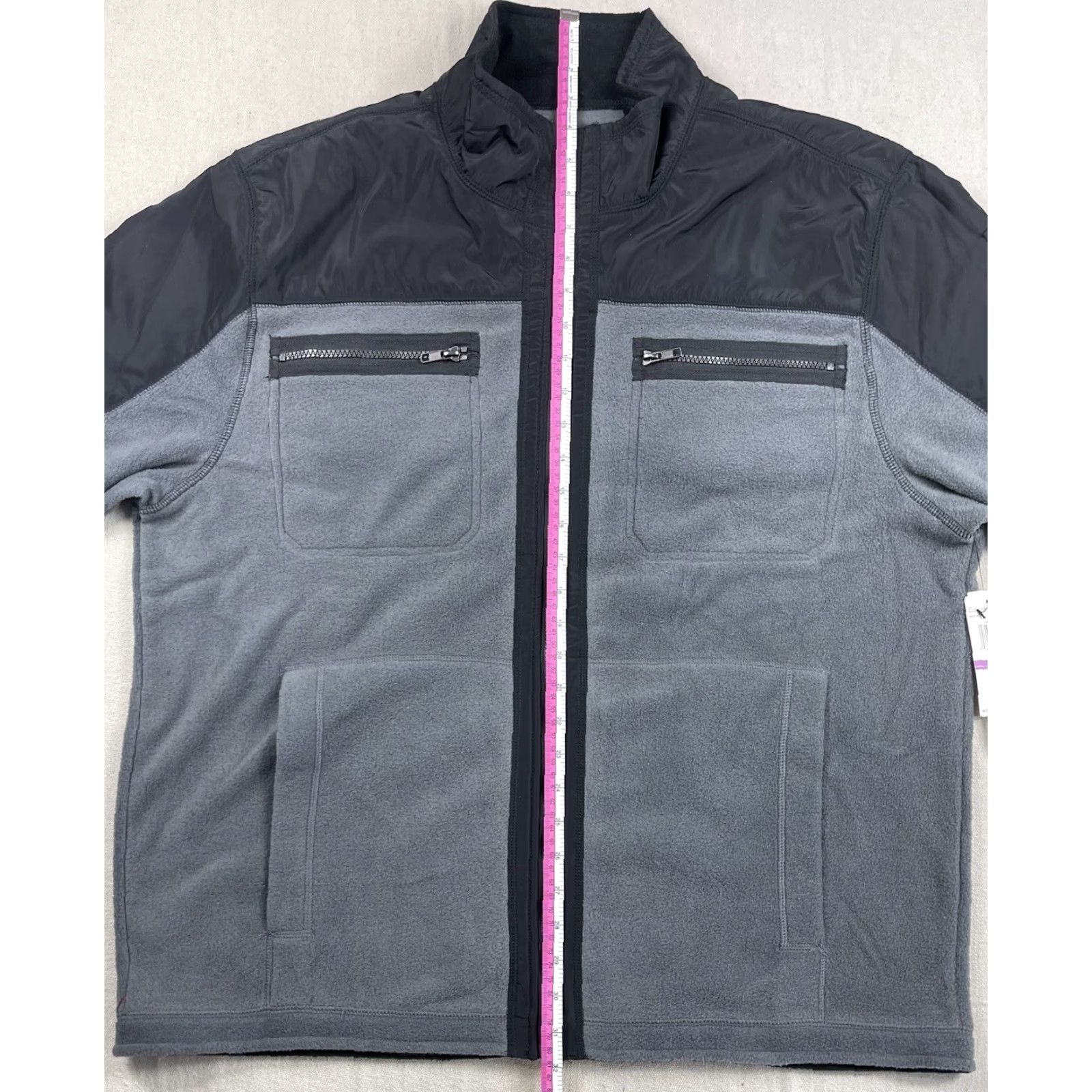Calvin Klein Calvin Klein Mens Jacket Fleece Full Zip 2XL Pockets Gray Black Casual Outdoor Denali Size US XXL / EU 58 / 5 - 7 Thumbnail