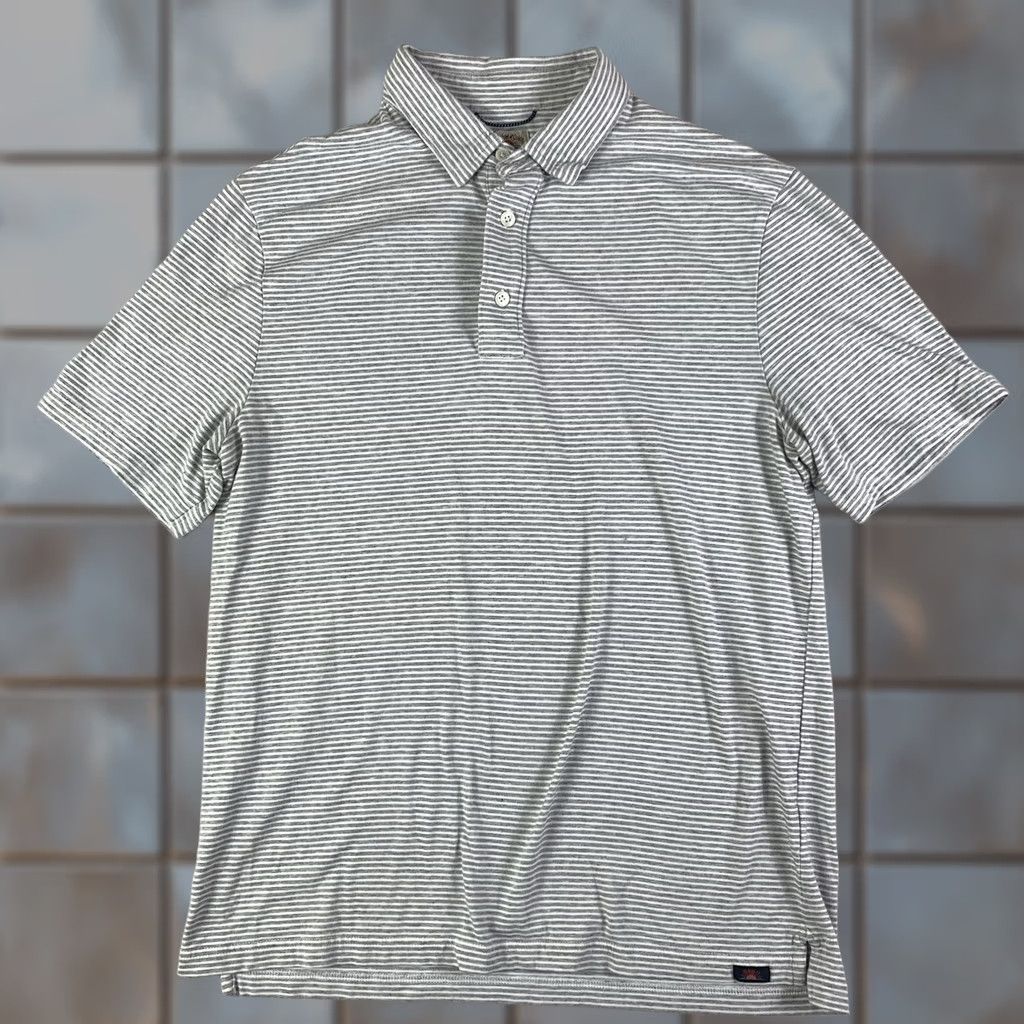 Faherty Faherty Polo Shirt Mens Medium Gray White Striped Short Sleeve Pocket Classic Size US M / EU 48-50 / 2 - 1 Thumbnail