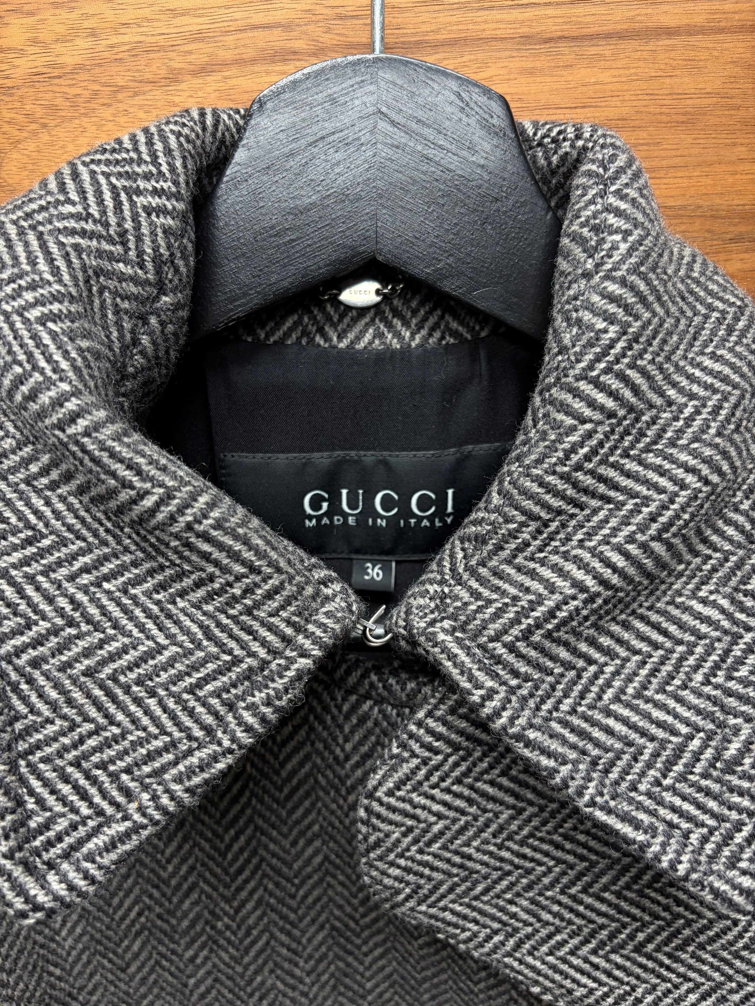 Gucci 2010s Gucci ‘Herringbone’ High Neck Closure Wool Trench Coat Size US S / EU 44-46 / 1 - 3 Thumbnail