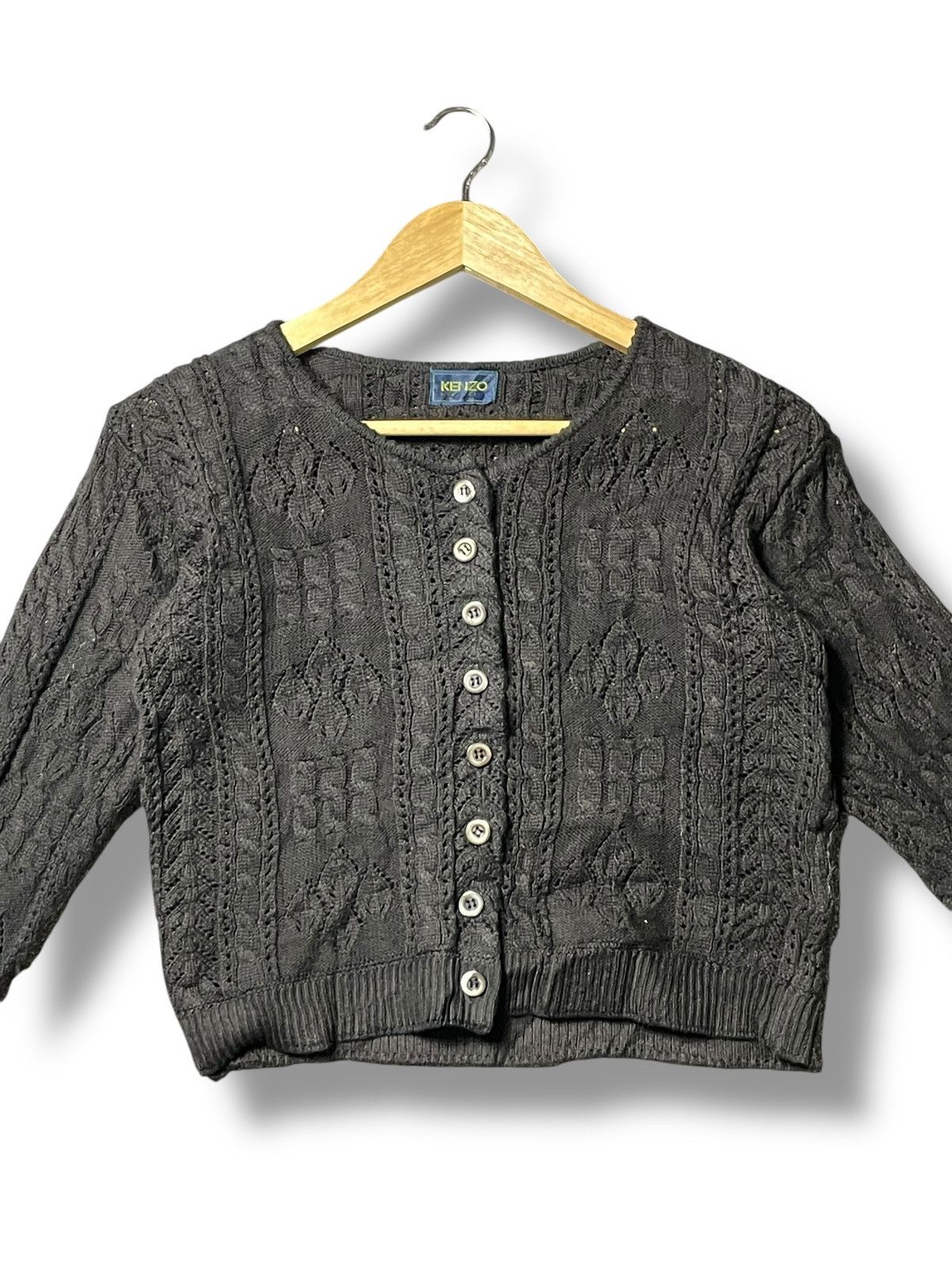 Designer × Kenzo × Vintage Kenzo Vintage Textured Knitwear Croptop (43) Size XS / US 0-2 / IT 36-38 - 2 Thumbnail