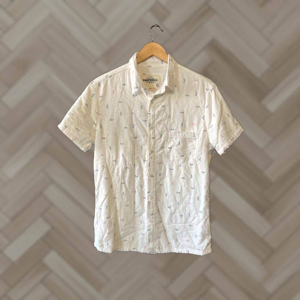 Vintage VINTAGE California Cowboy Shirt Jacket Mens M Sherpa Lined SS White Cotton Linen Blend Size US M / EU 48-50 / 2 - 1 Thumbnail