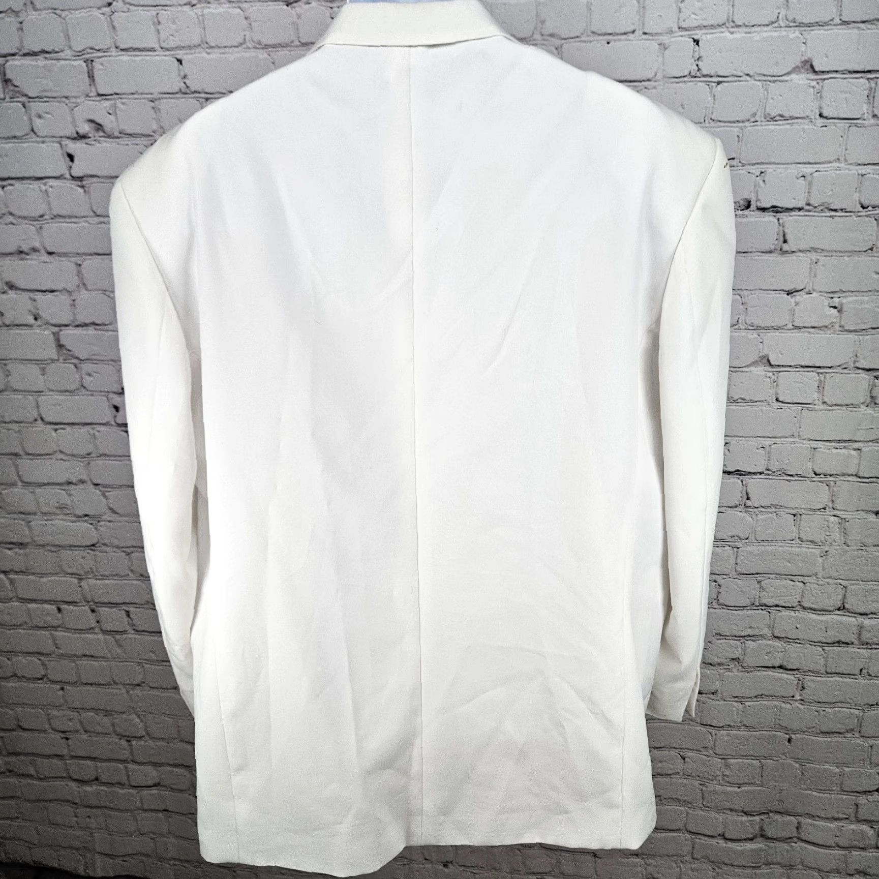 Vintage Lucci Collezione Ivory White 3 Gold Button Ventless Notch Blazer Sport Coat 50L Size 50R - 2 Thumbnail