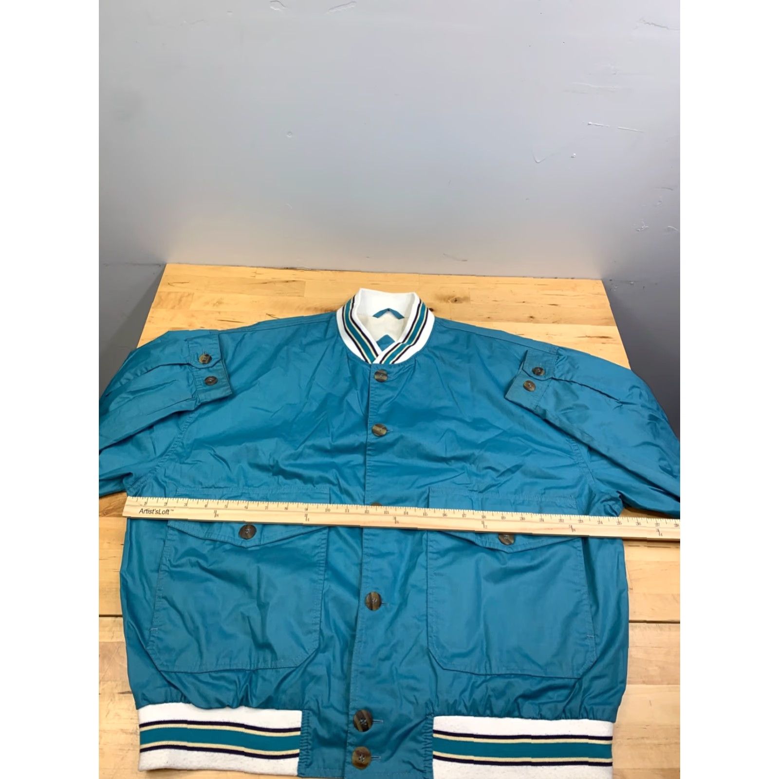 Altea Vintage Bomber Jacket L Teal Pockets Casual Mens Size US L / EU 52-54 / 3 - 5 Thumbnail