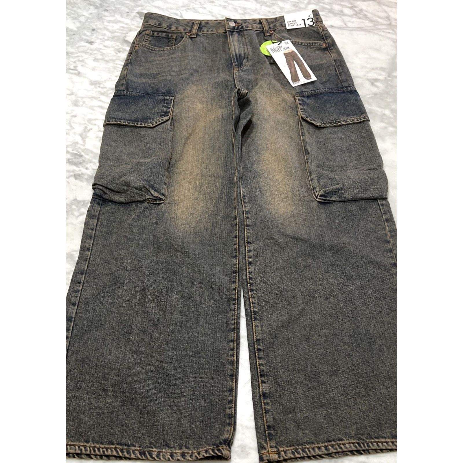 Vintage SONG Low Rise Slouchy Street Jeans Women’s 13/31 Cargo Wide Leg Faded Skate Blue NWT Size 34" / US 12 / IT 48 - 2 Thumbnail