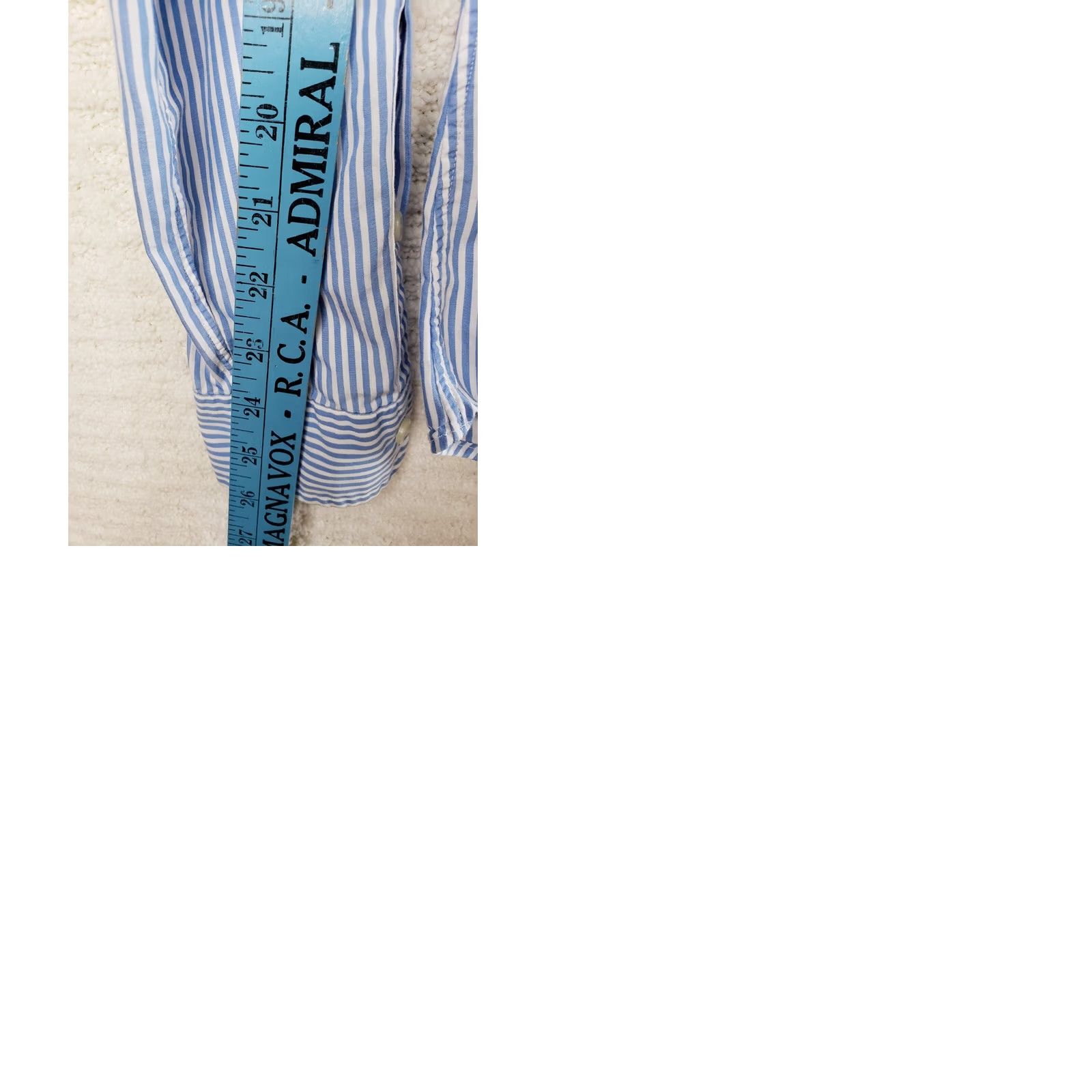 Ralph Lauren VINTAGE Ralph Lauren Dress Shirt Blue Striped Embroidered Pony Custom Fit Men's L Long Sleeve Button-Down Collar Shirt Size 42R - 9 Thumbnail