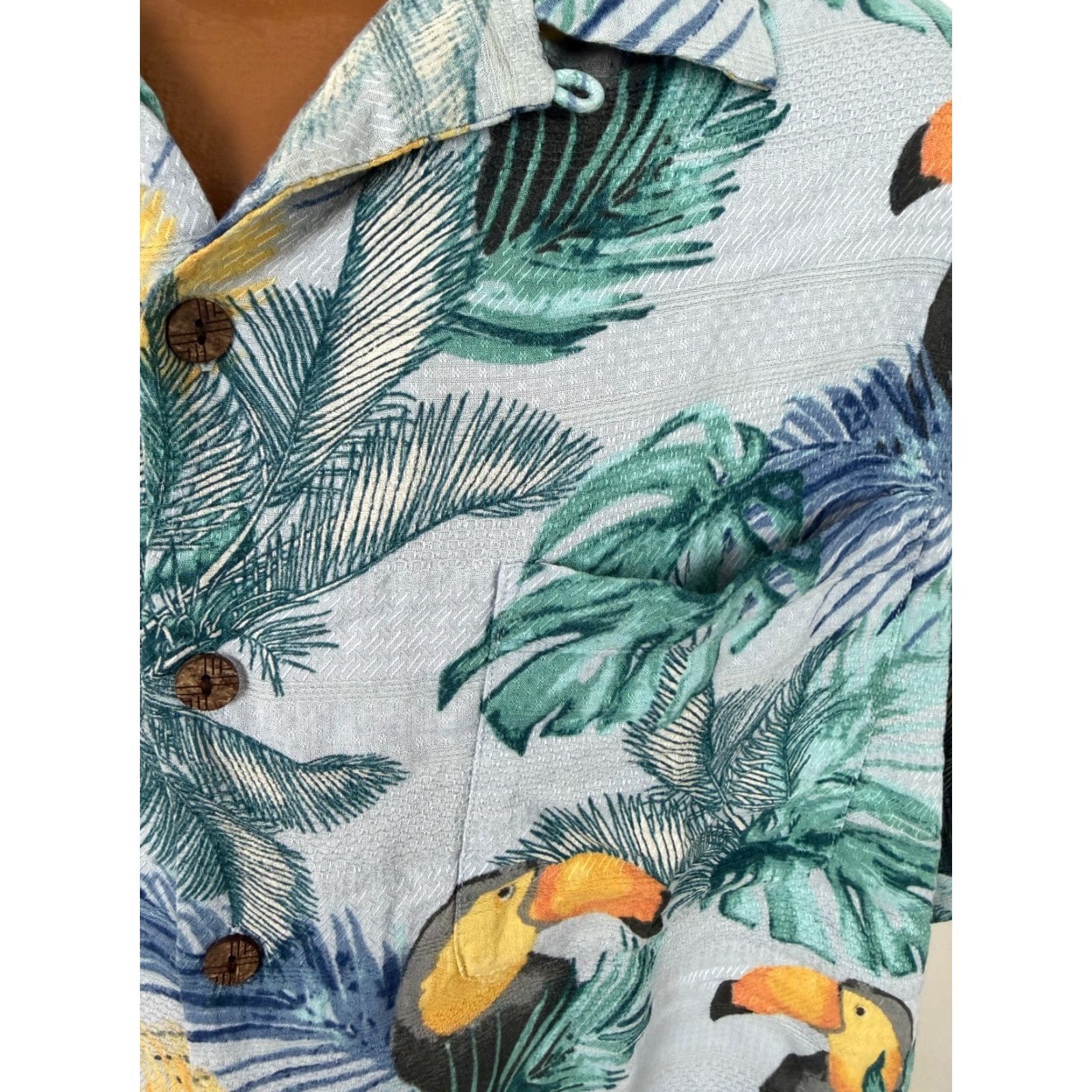 Vintage Caribbean Silk Blend Shirt Men L Hawaiian Bird Graphic Print Camp Collar Silk Blend Button-Up Size US L / EU 52-54 / 3 - 5 Thumbnail