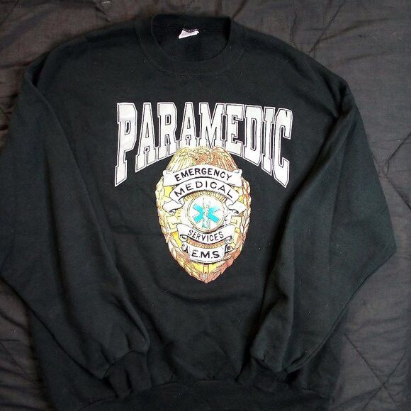 Jerzees × Vintage Vintage Paramedic EMS Spell Out Emblem Crewneck Sweatshirt Size US XL / EU 56 / 4 - 2 Thumbnail