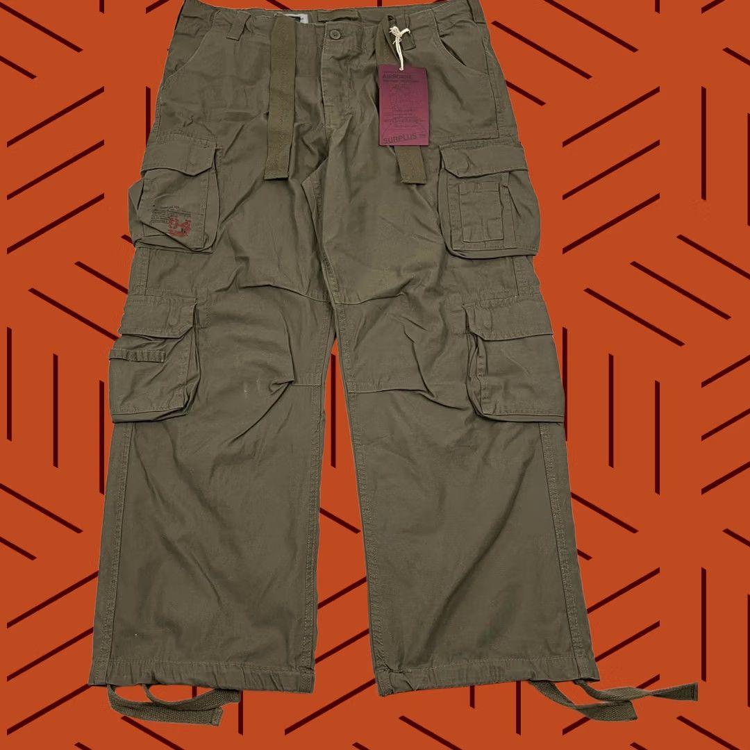 Olive VINTAGE Surplus Tex Airborne Pants Mens 2XL 40x30 Olive Green Cargo NEW Size US 39 - 1 Thumbnail