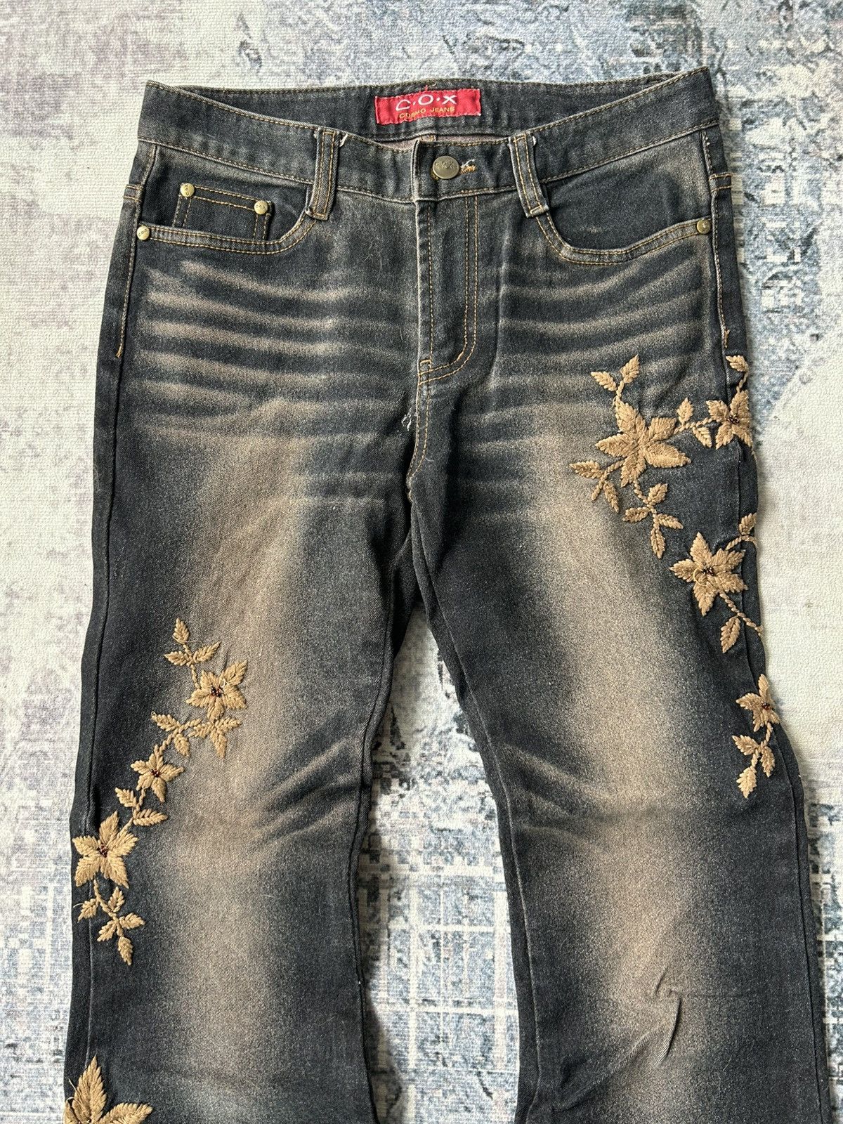 If Six Was Nine Y2k Flared Cox Embroidery Flower Pants Size US 28 / EU 44 - 5 Thumbnail