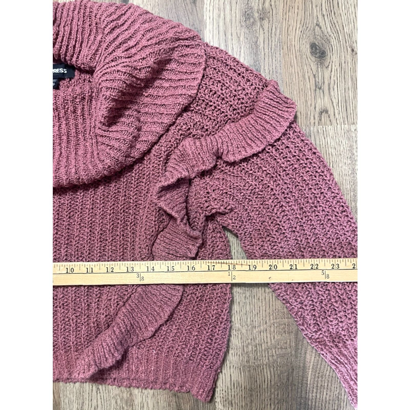 Express Express Sweater Women's Size XS Pink Turtleneck Ruffle Knit Pullover Size XS / US 0-2 / IT 36-38 - 6 Thumbnail