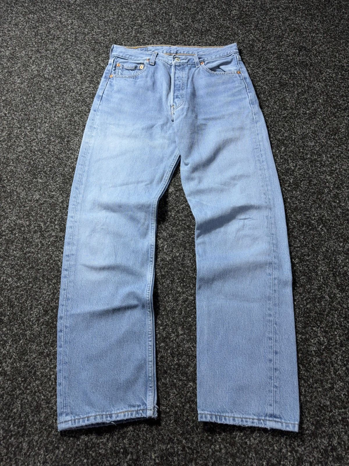 Levi's Vintage Clothing 90s Levi’s 501 USA Distressed Light Wash Straight Leg Jeans Size US 30 / EU 46 - 1 Thumbnail