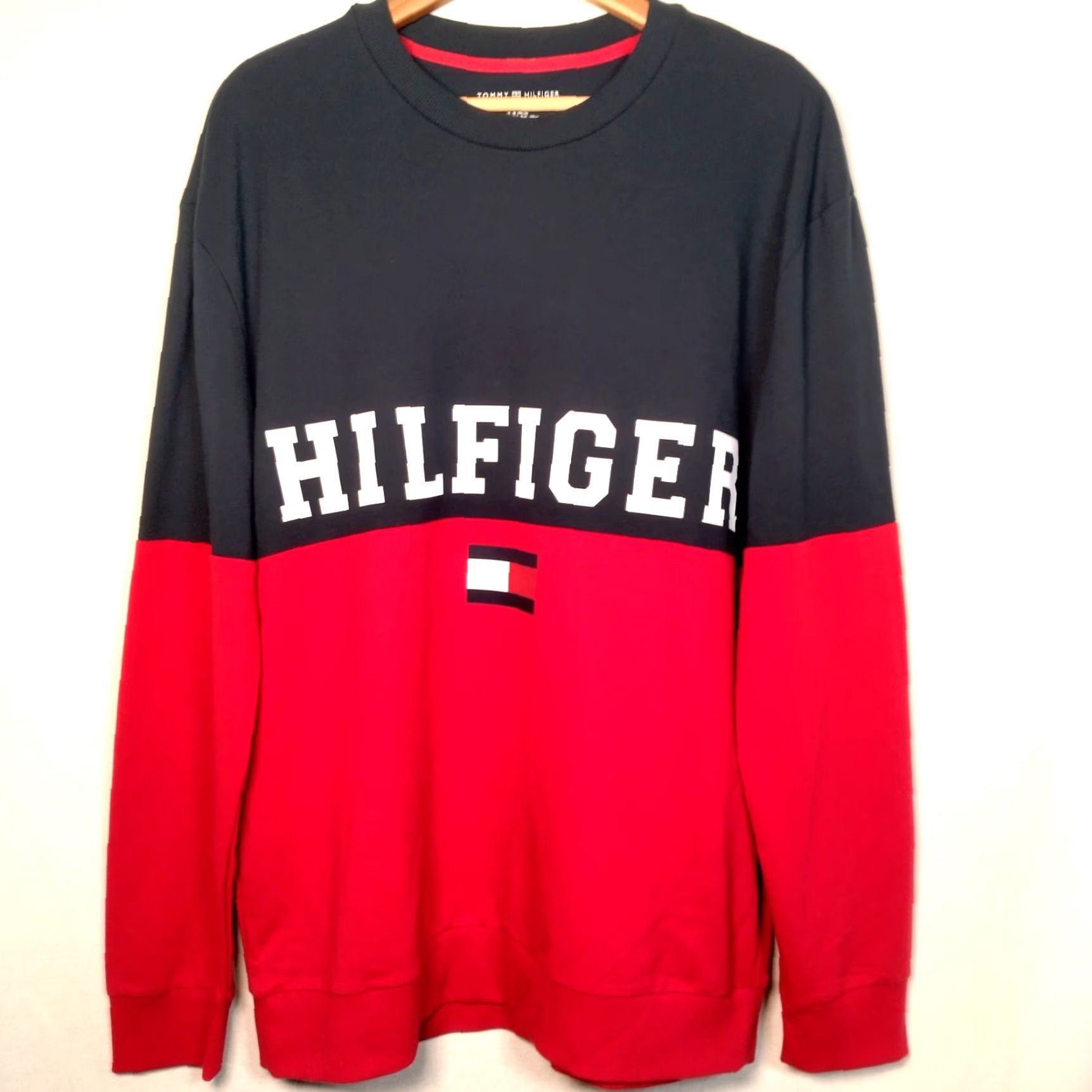 Tommy Hilfiger Tommy Hilfiger Shirt Mens L Long Sleeve Red Colorblock Knit Cotton Polyester Sleepwear Top Product Line Tommy Sleepwear Crew Neck Pullover Size US L / EU 52-54 / 3 - 2 Thumbnail