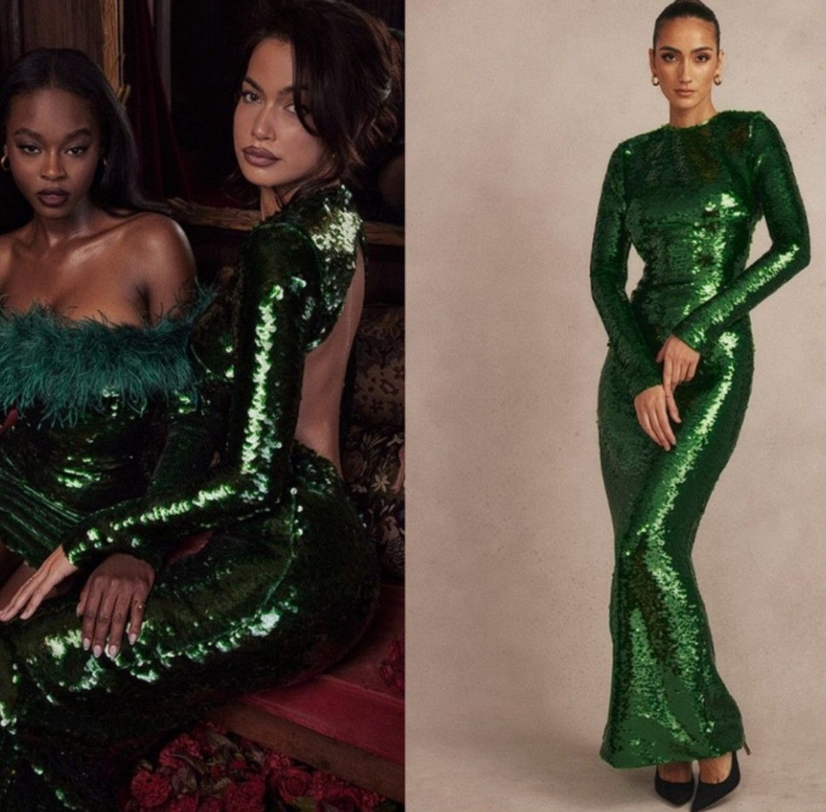 House of CB NWT House of CB Belle Green Sequin Open Back Maxi Dress Sz S Size S / US 4 / IT 40 - 6 Thumbnail