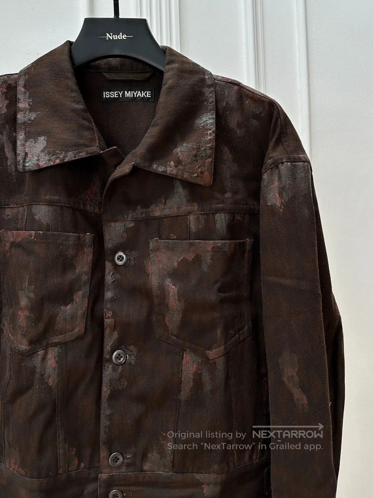 Issey Miyake Brown Painted Effect Button. Size US M / EU 48-50 / 2 - 2 Thumbnail