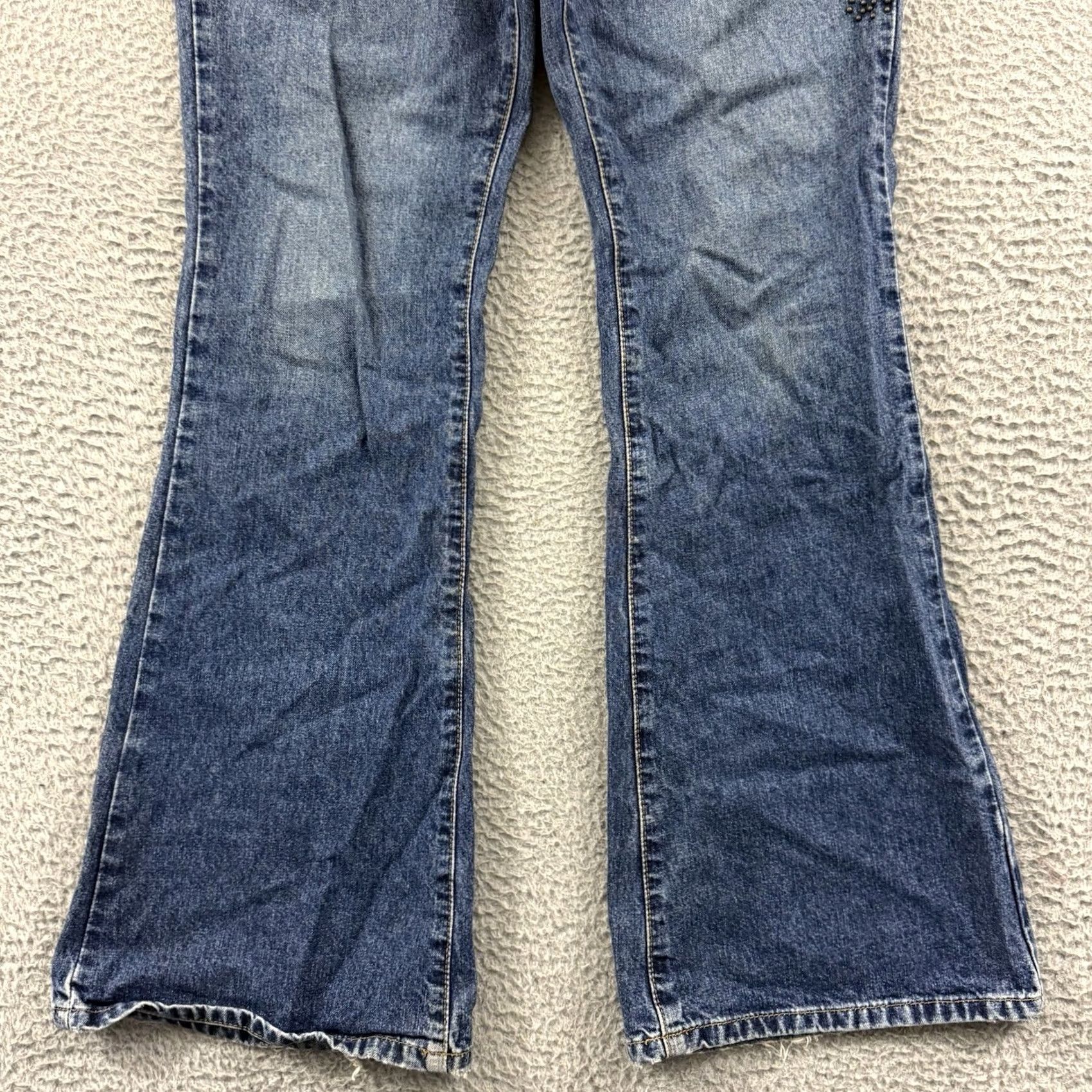 Vintage VINTAGE Bongo Jeans Womens 9 Blue Denim 90s Low Rise Flare Studded Cowgirl Y2K Size 30" / US 8 / IT 44 - 2 Thumbnail