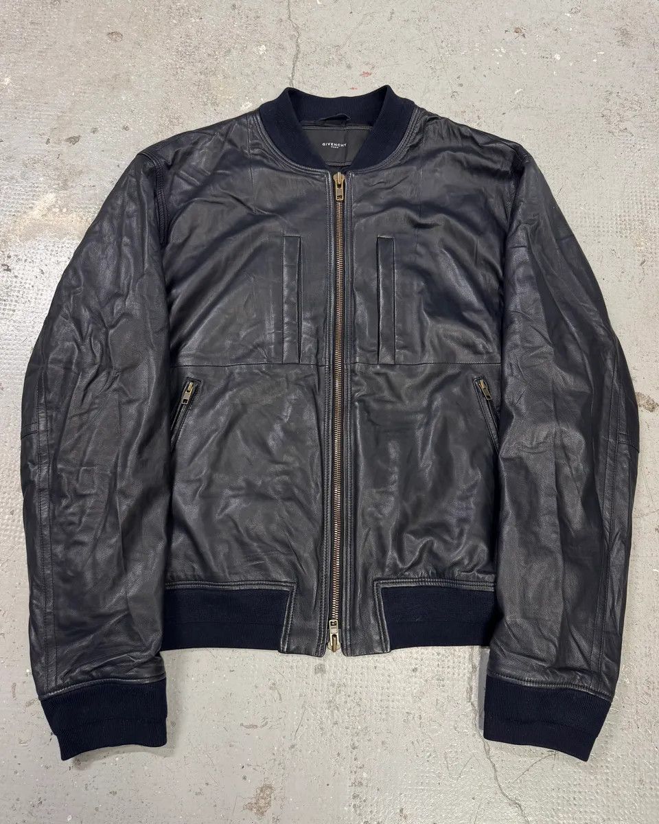 Designer × Givenchy × Vintage SS2013 Givenchy Navy Lamb Leather Bomber Jacket Size US L / EU 52-54 / 3 - 1 Thumbnail