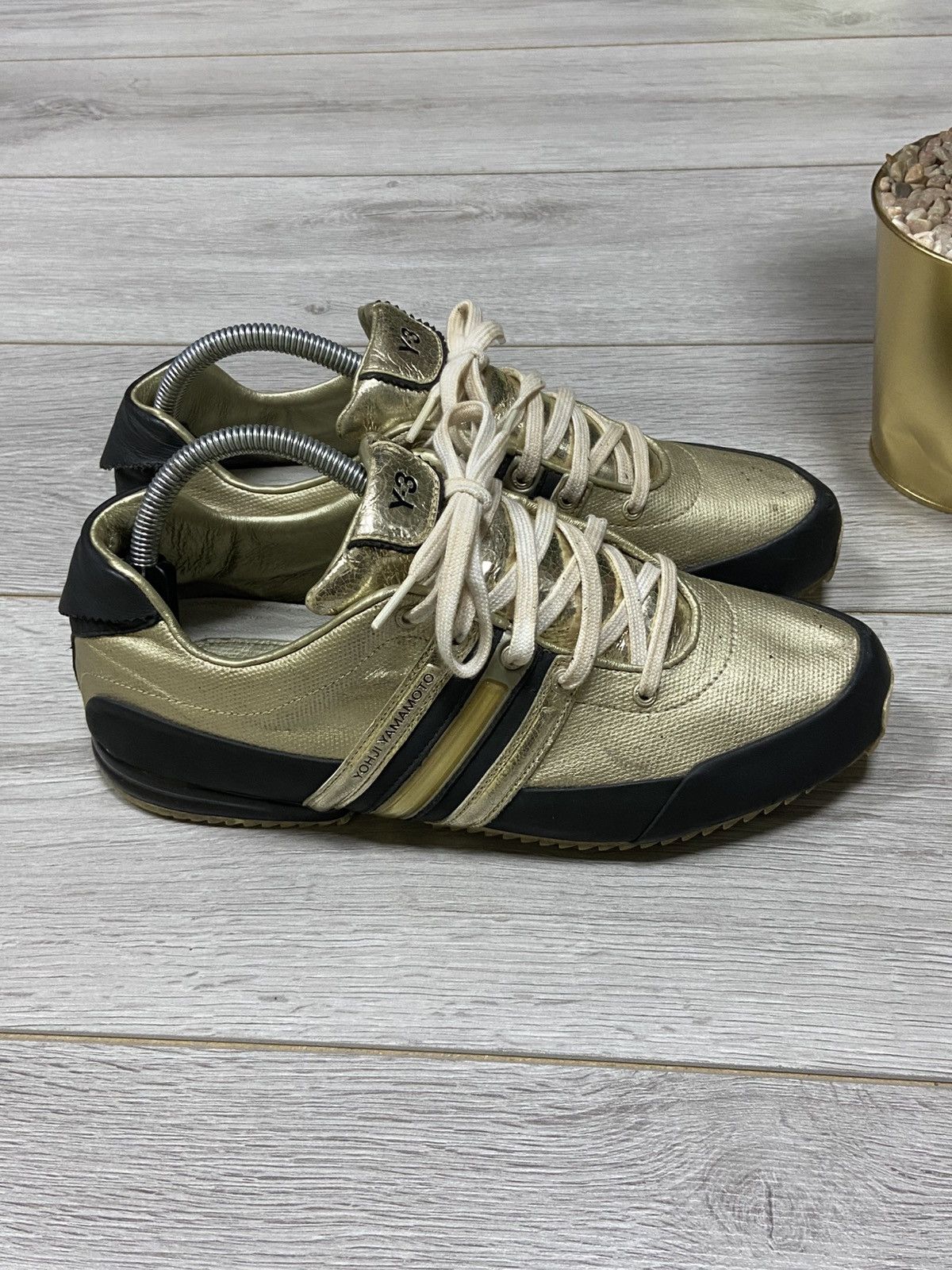 Adidas Y-3 Yohji vintage leather gold boxers trainers sneakers Size US 8.5 / EU 41-42 - 3 Thumbnail