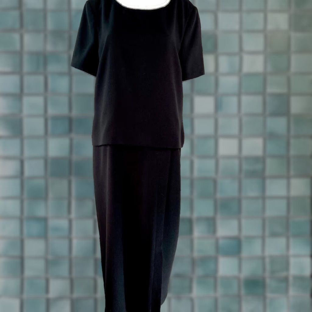 Kasper VINTAGE Kasper A.S.L. Womens Sheath Dress Size 16 Short Sleeves Round Neck Black Womens Size 38" / US 16 / IT 52 - 1 Thumbnail