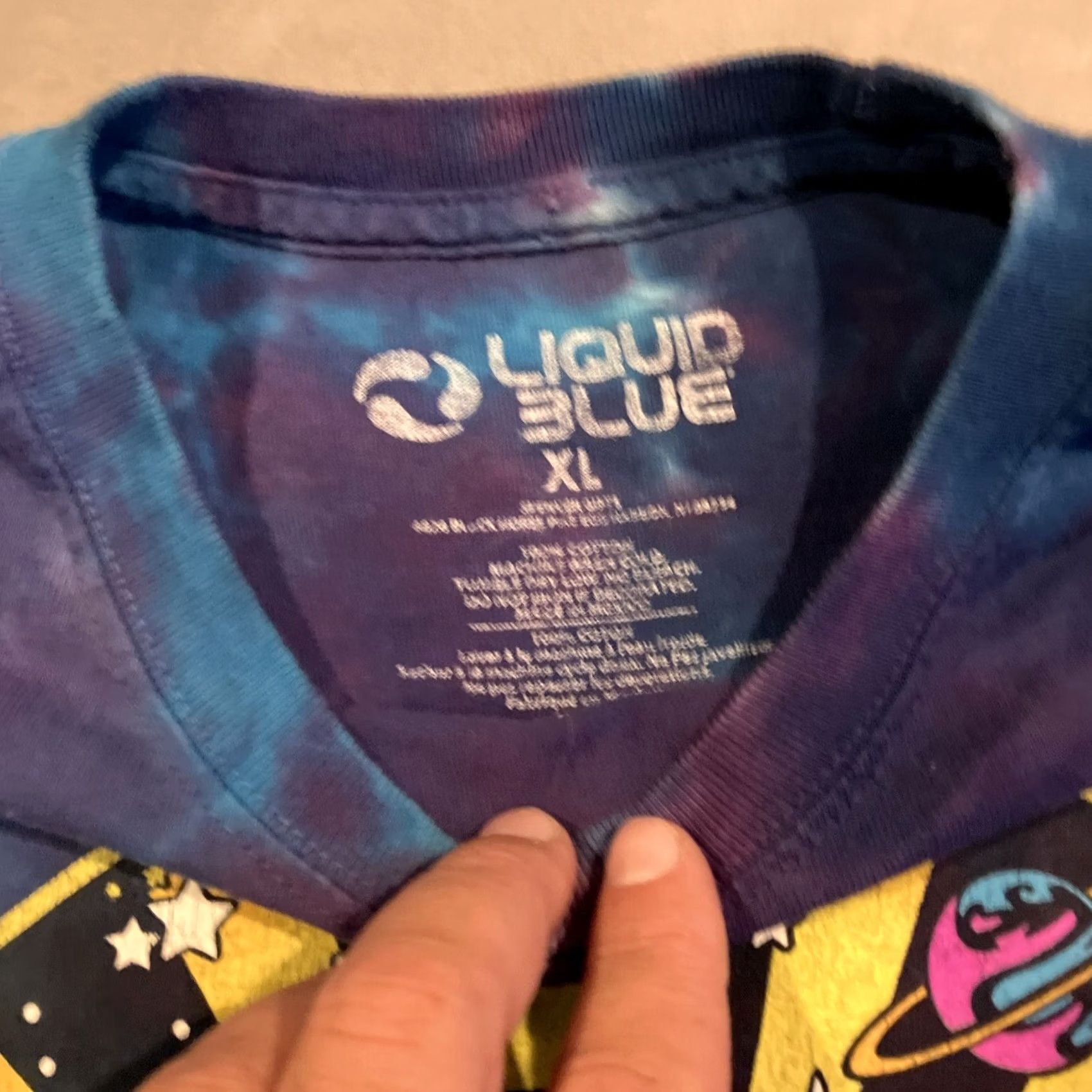 Liquid Blue Liquid Blue Alice In Wonderland Cheshire Cat Silhouette Tie Dye T Shirt XL Men Short Sleeve Blue Cat Shirts Size US XL / EU 56 / 4 - 3 Thumbnail