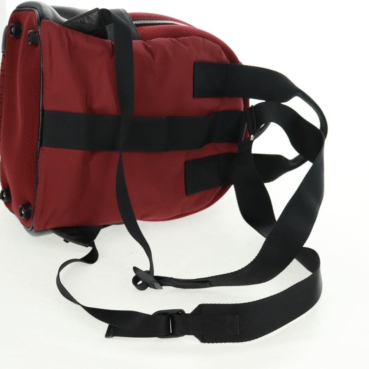 Miu Miu Miu Miu Nylon Leather Backpack Wine Red Size ONE SIZE - 3 Thumbnail