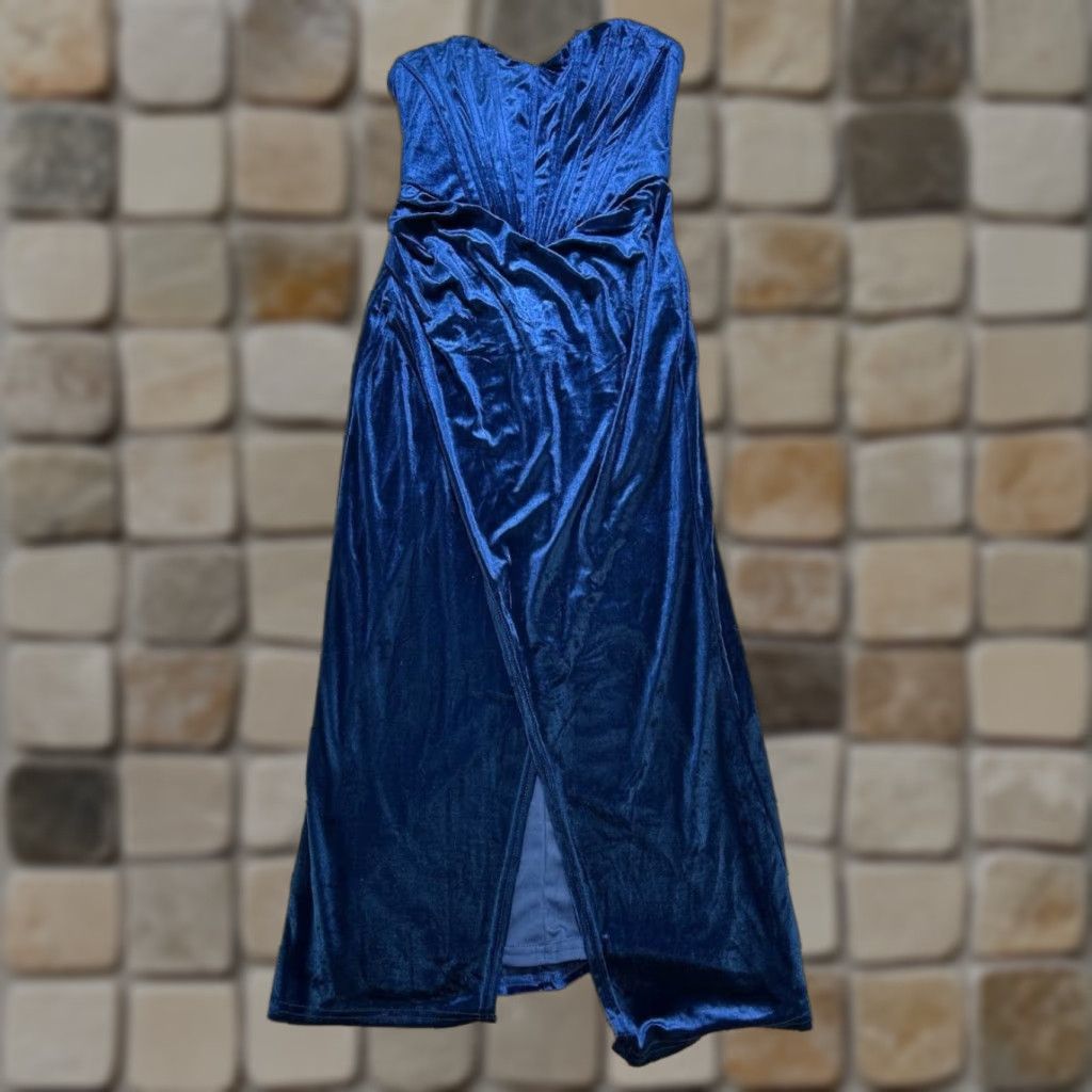 Lulus Lulus Dress Womens Small Blue Velvet Bodycon Dress Size S / US 4 / IT 40 - 1 Thumbnail