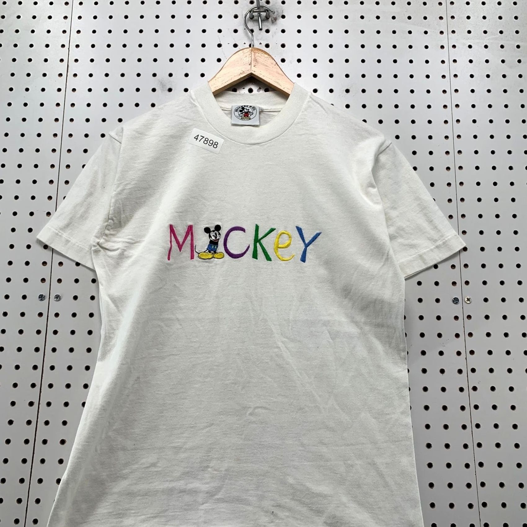 CO VINTAGE Mickey Co T Shirt Mens M White Mickey Spell Out Embroidered USA Size US M / EU 48-50 / 2 - 4 Thumbnail