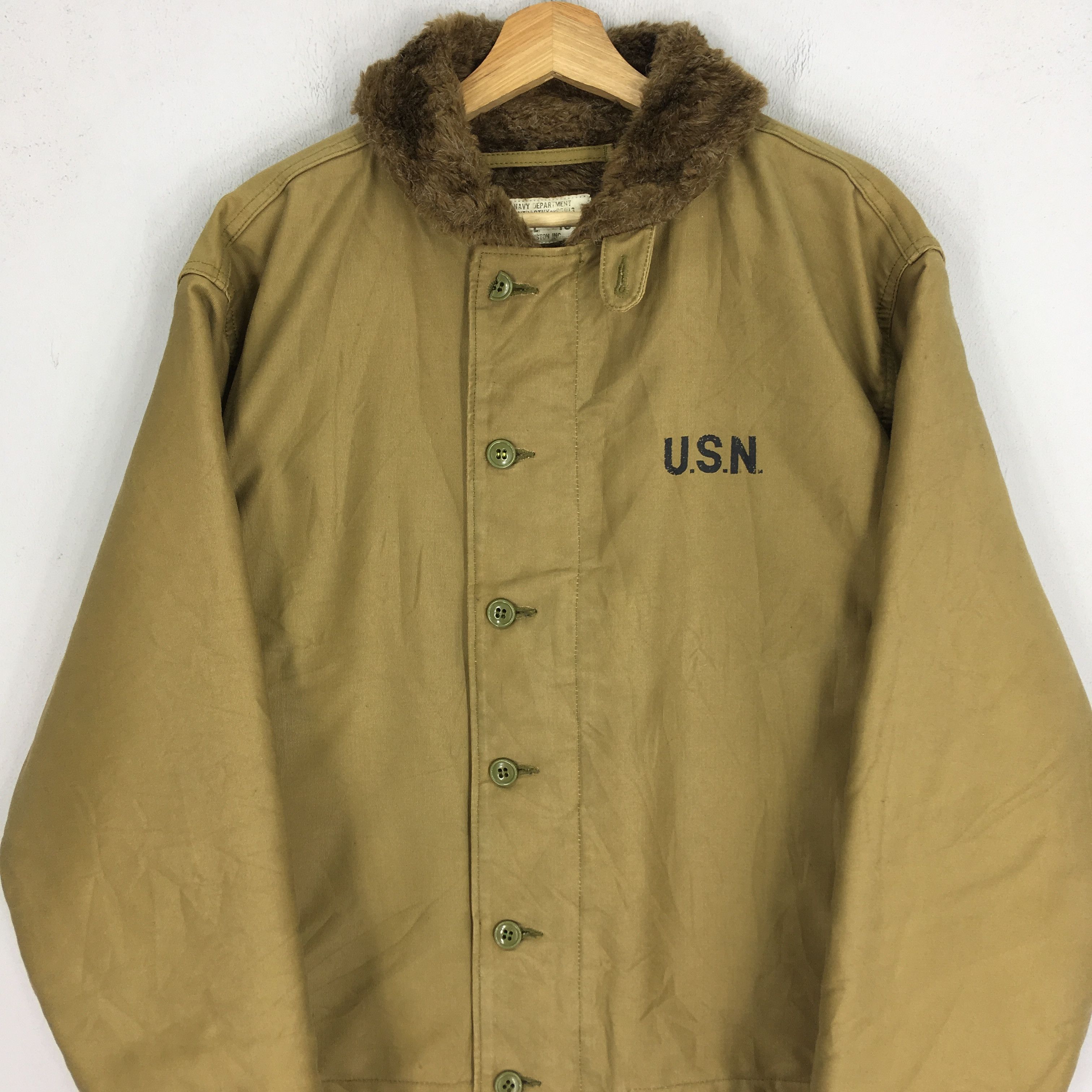 Japanese Brand Vintage 90's Houston Japan Faux Fur USN Navy Army Jacket Size US M / EU 48-50 / 2 - 5 Thumbnail