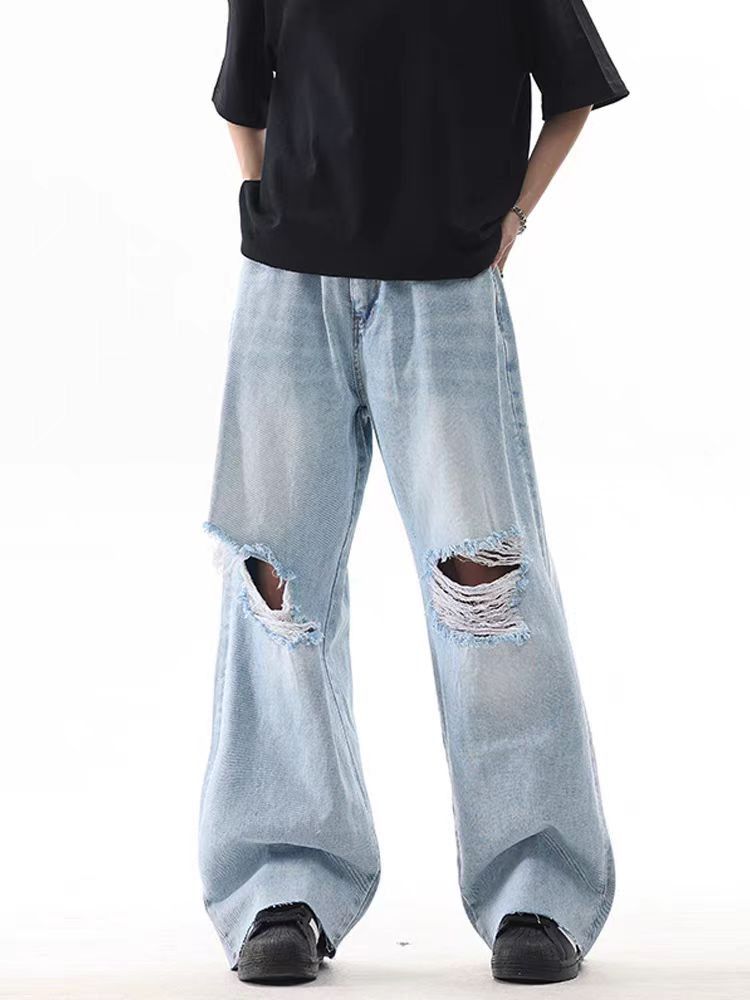 Japanese Brand × Jean vintage light blue ripped washed loose jeans Size US 32 / EU 48 - 3 Thumbnail