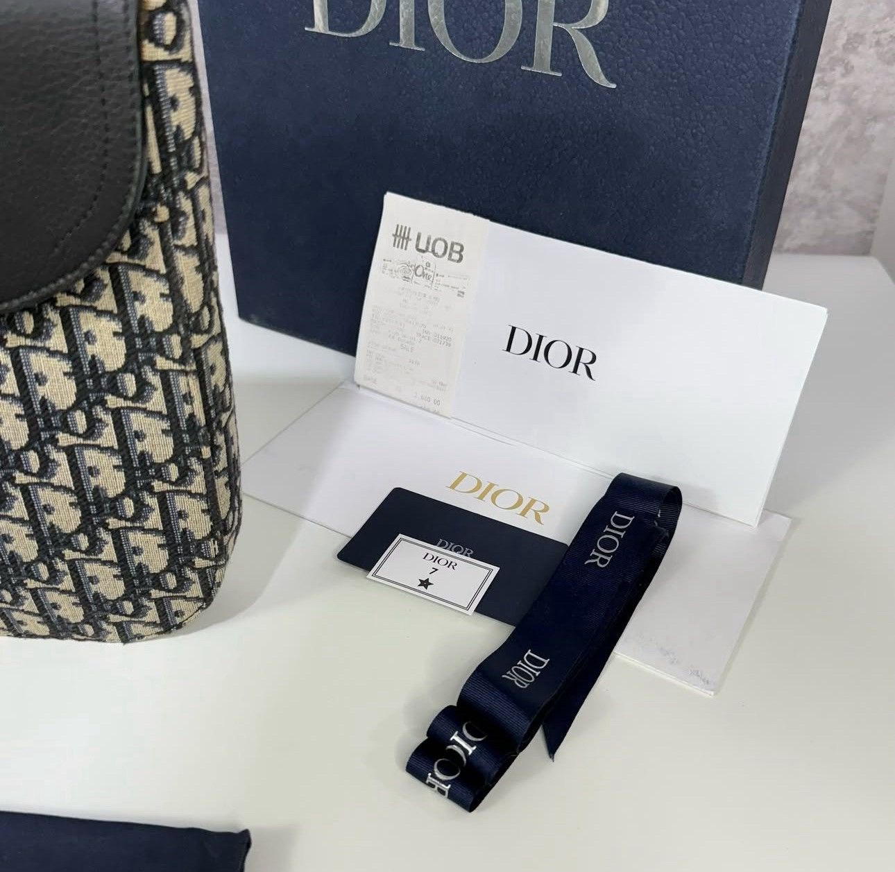 Dior Dior Saddle A4 Pouch Beige & Black Oblique Jacquard Fullset Size ONE SIZE - 14 Thumbnail