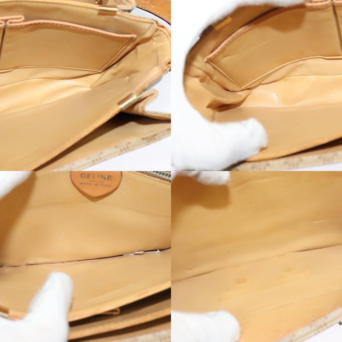 Celine CELINE Macadam Canvas Horse Carriage Shoulder Bag Beige Gold Size ONE SIZE - 12 Thumbnail
