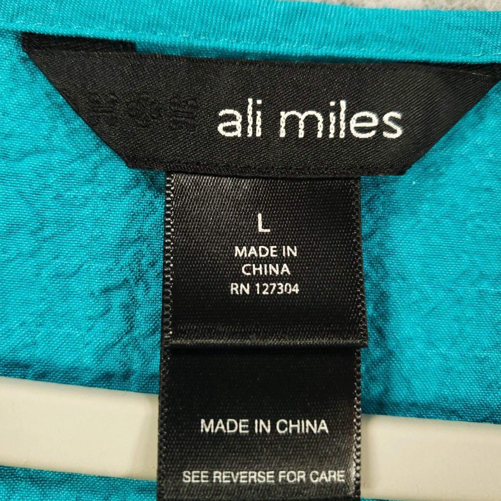 Vintage Ali Miles Tunic Womens Large Blue Green Asymmetric Button Accent 3/4 Sleeve Round Neck Relaxed Fit Purple? Size L / US 10 / IT 46 - 4 Thumbnail
