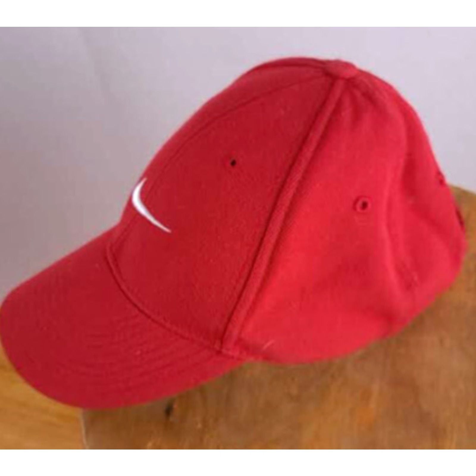 Nike Nike Red Adjustable Hat Baseball Cap Mens Adjustable Size Strap Embroidered 1990s Canvas Cap Size ONE SIZE - 2 Thumbnail