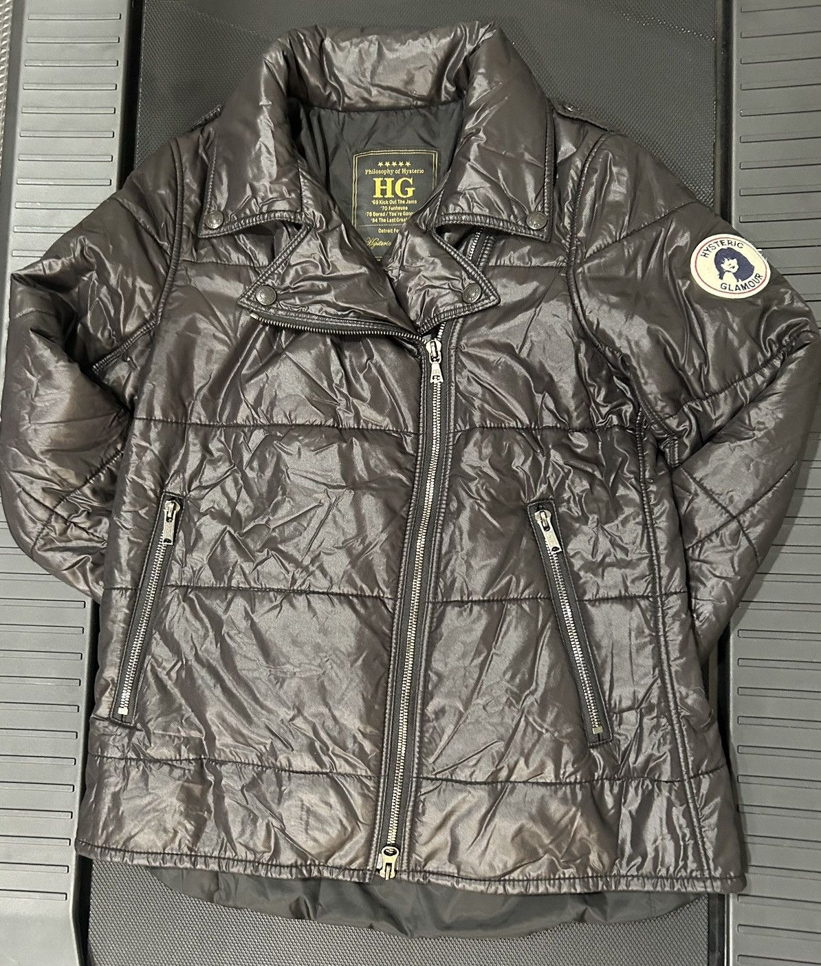 Hysteric Glamour Archive hysteric glamor asymmetrical puffer jacket biker Size S / US 4 / IT 40 - 1 Thumbnail