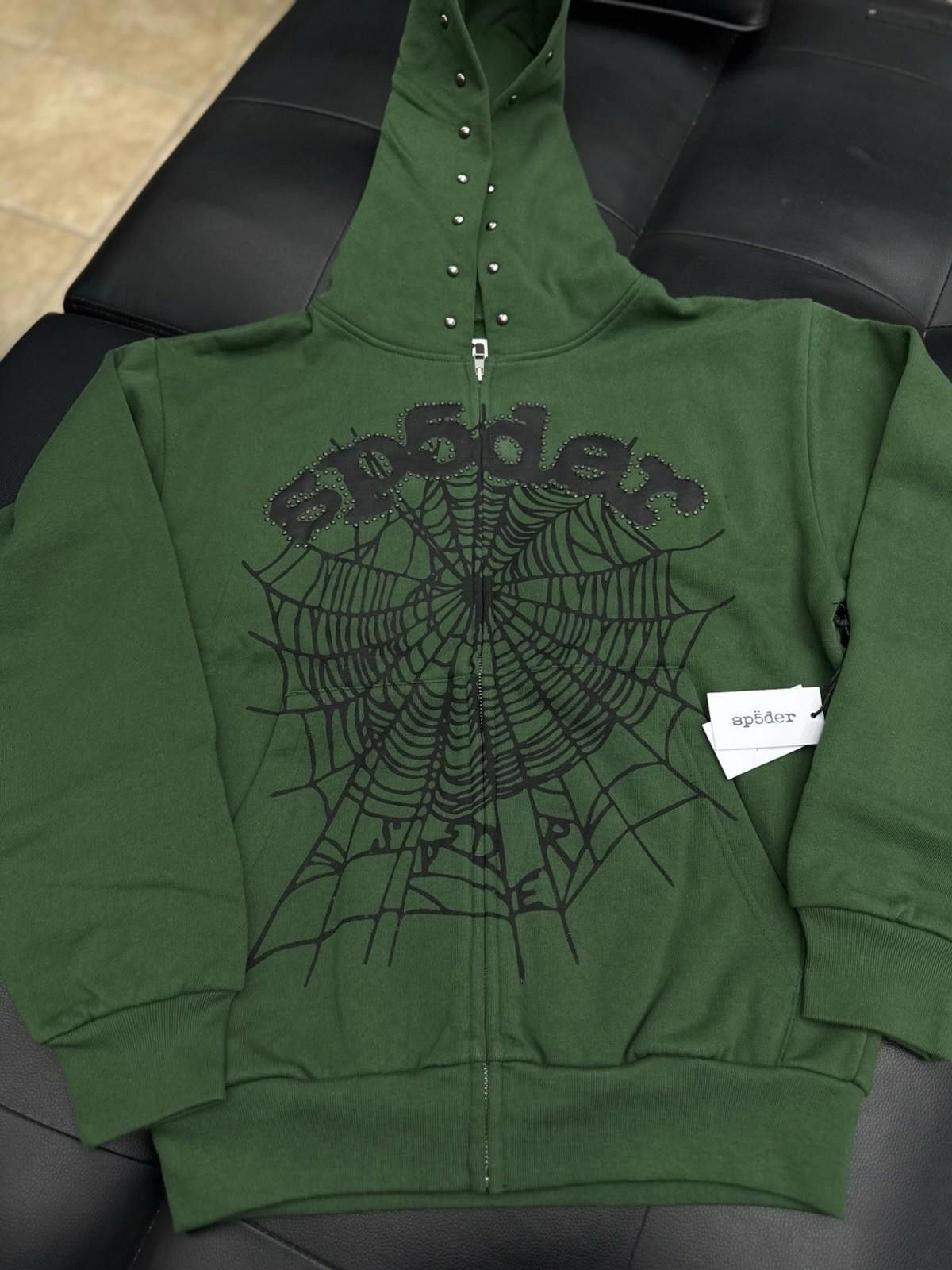 Sp5der Sp5der Worldwide Green Zip Up Studded Hoodie Size Small Size US S / EU 44-46 / 1 - 1 Thumbnail