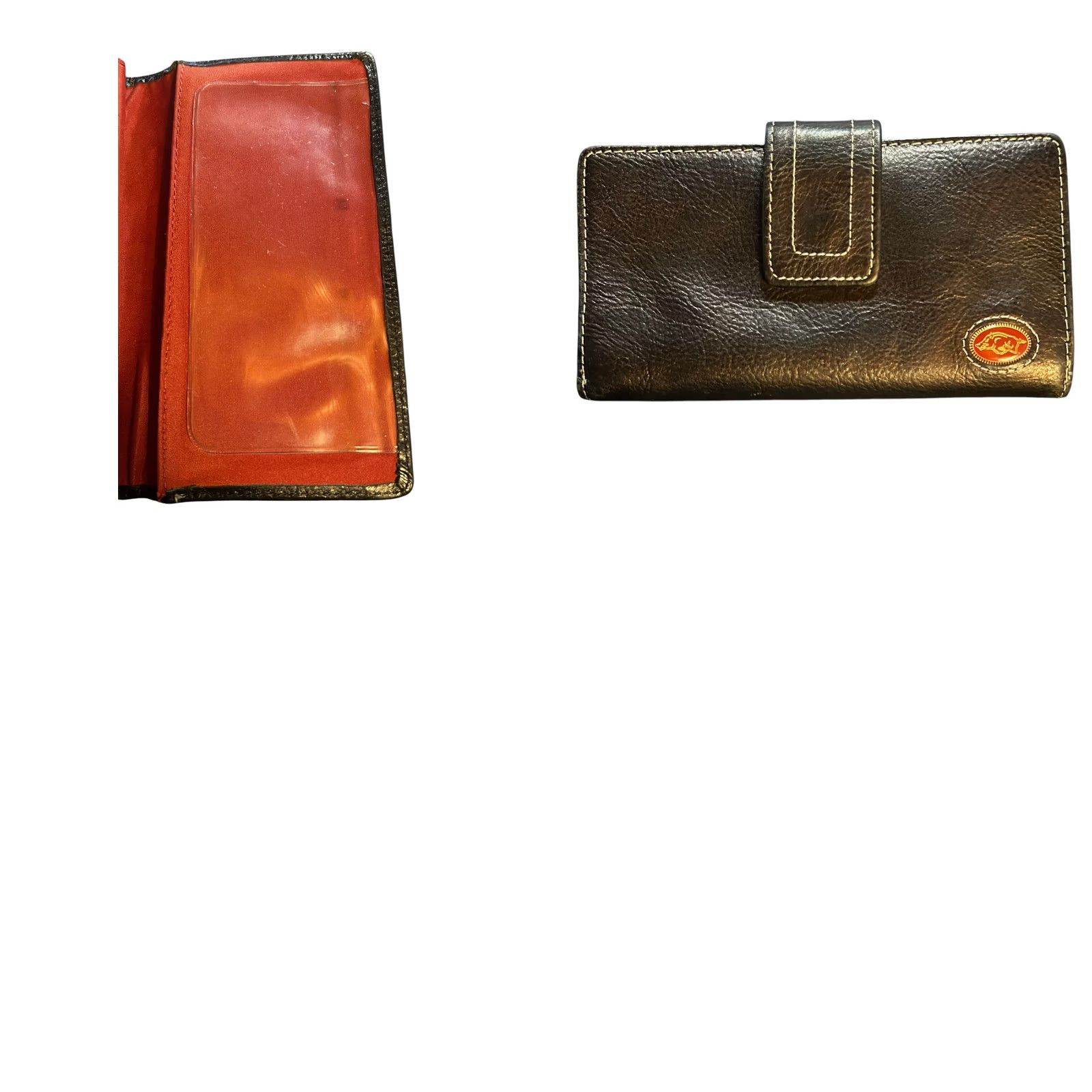 Fossil VINTAGE Fossil Wallet Long Live Vintage Black Leather Arkansas Razorbacks Bifold Women's Wallet Zip-Around Logo City Credit Card Folding Size ONE SIZE - 11 Thumbnail