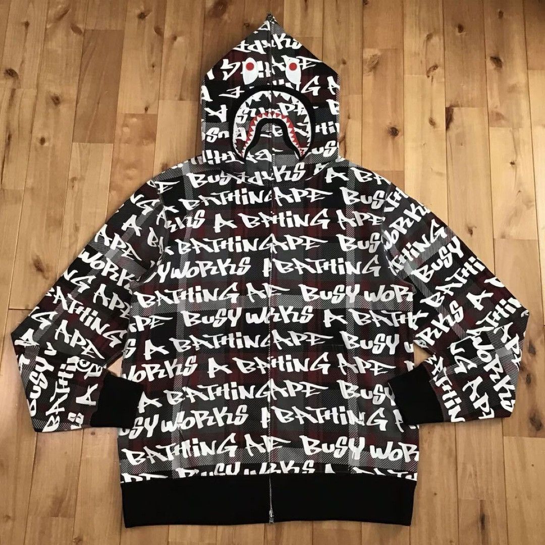 Bape BAPE Flyer Pattern Shark Full Zip Hoodie | Grailed