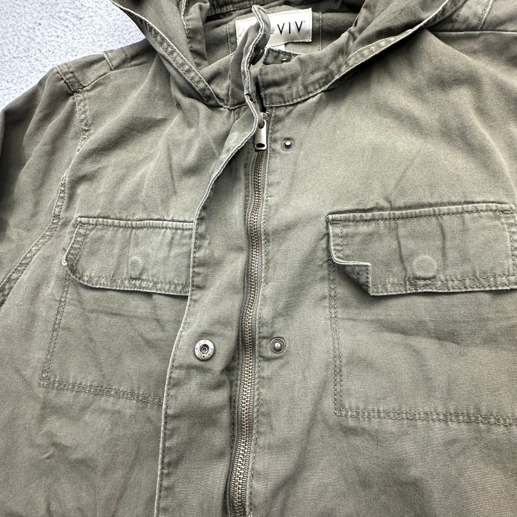 Vintage VINTAGE Ava & Viv Military Jacket Womens 1X Olive Green Pockets Coat Hooded Utility Jacket Size XL / US 12-14 / IT 48-50 - 6 Thumbnail