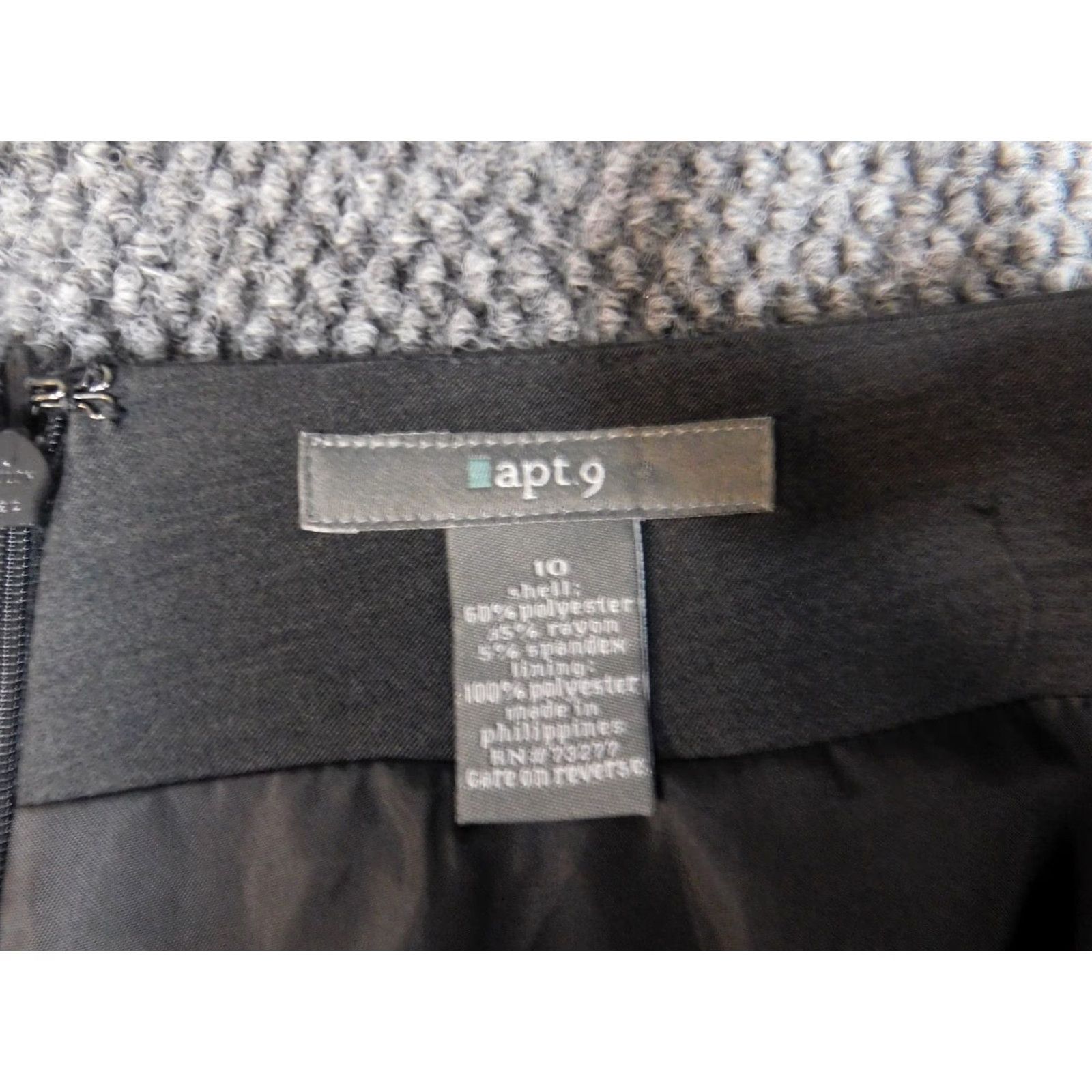 Apt. 9 Apt 9 Skirt Womens Knee Length A-Line Zip Gray 10 Regular Knit Polyester Ruffle Lined Mid Rise Modern Casual Size 32" / US 10 / IT 46 - 6 Thumbnail