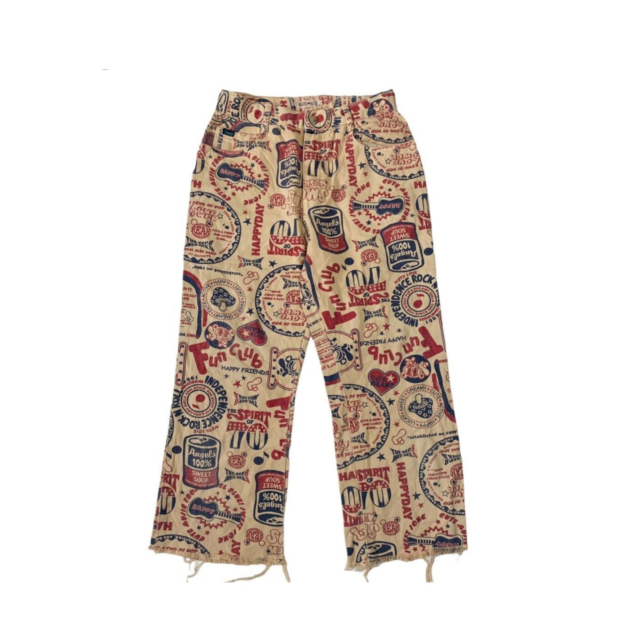 Angel Blue Vintage 90s Y2K ANGEL BLUE Pop Art Printed Denim Jeans Pants Size 25" / US 0 / IT 36 - 1 Thumbnail